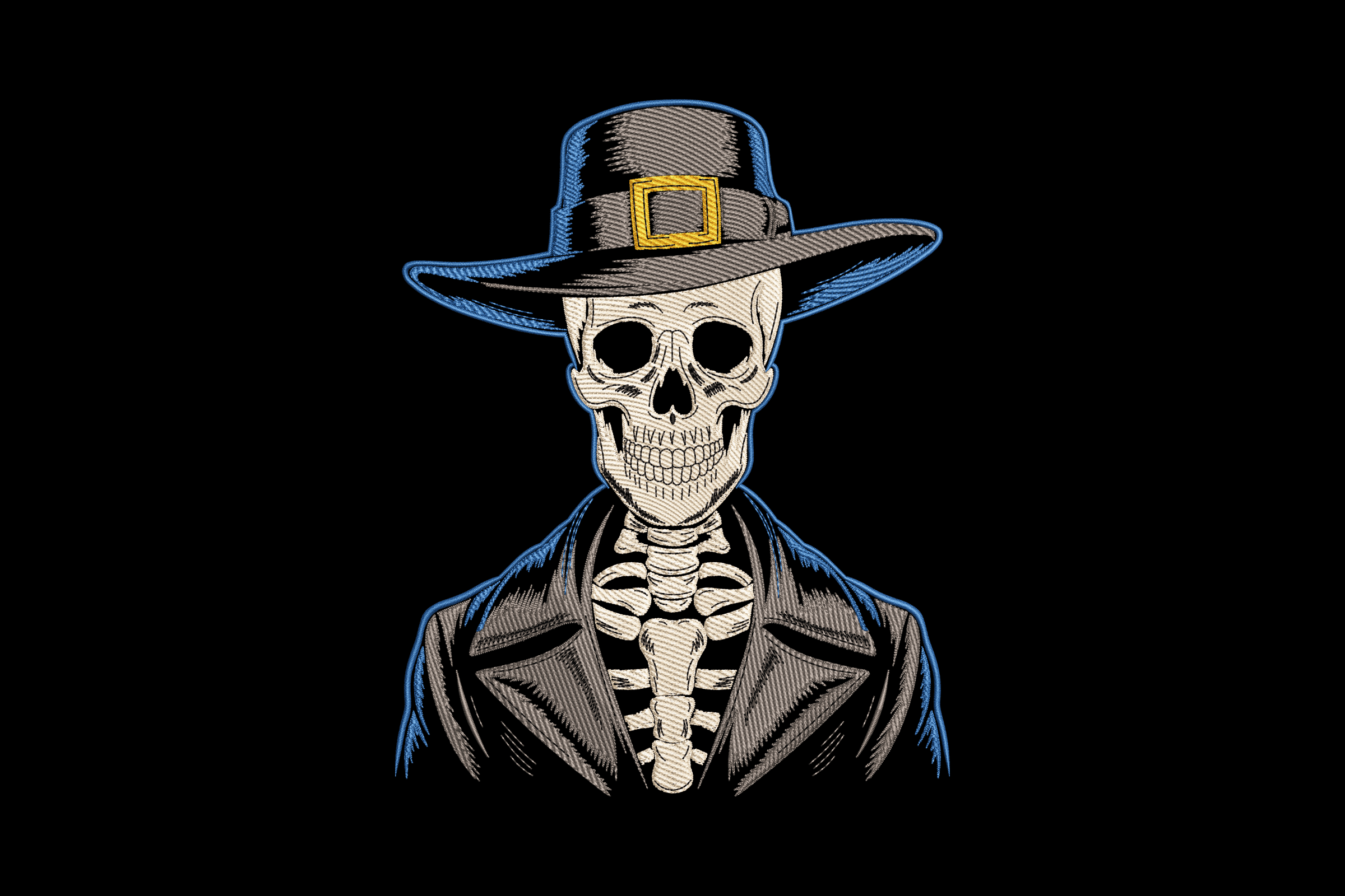 Gothic Cowboy Skeleton – Dark Embroidery Design