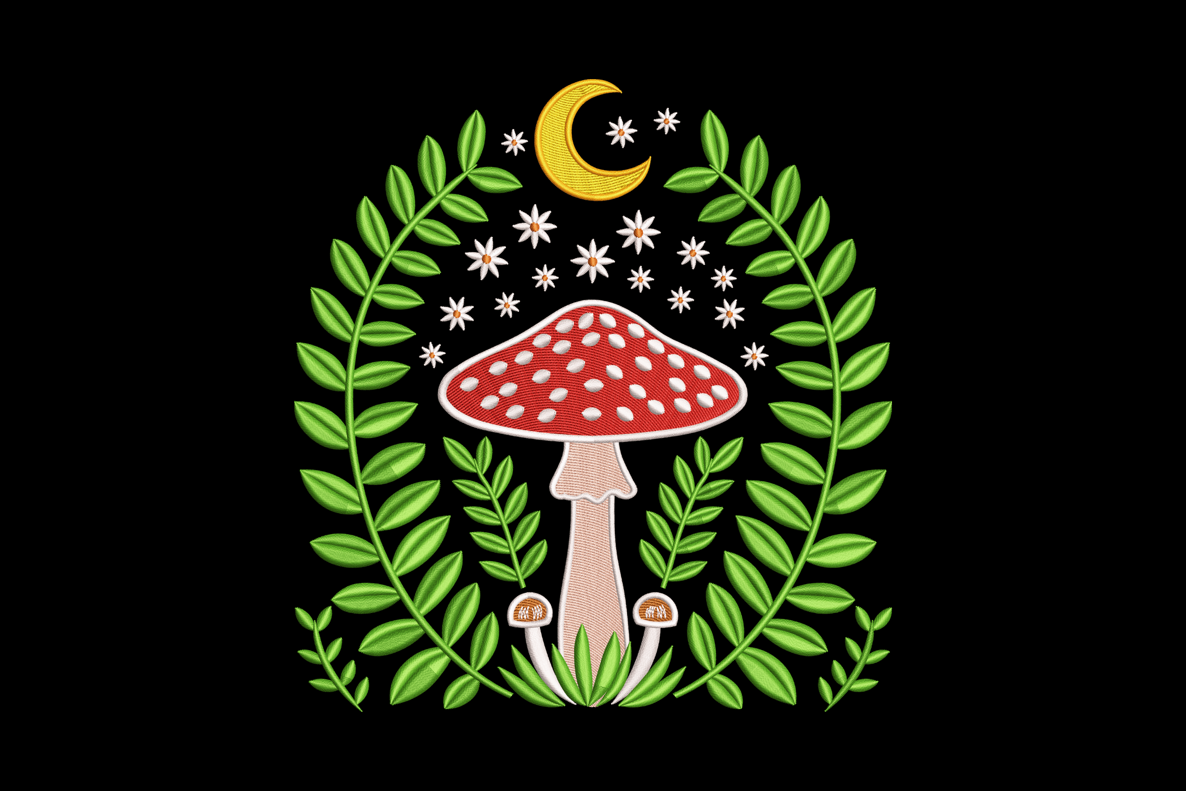 Celestial Forest Mushroom – Whimsical Embroidery Design