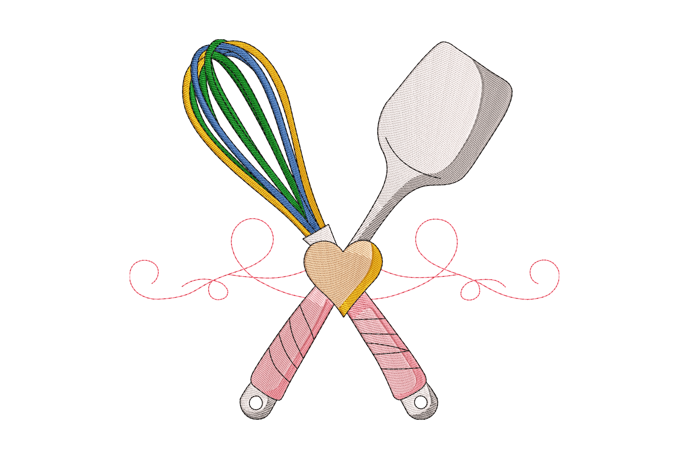 Whisk and Spatula Heart – Kitchen Embroidery Design
