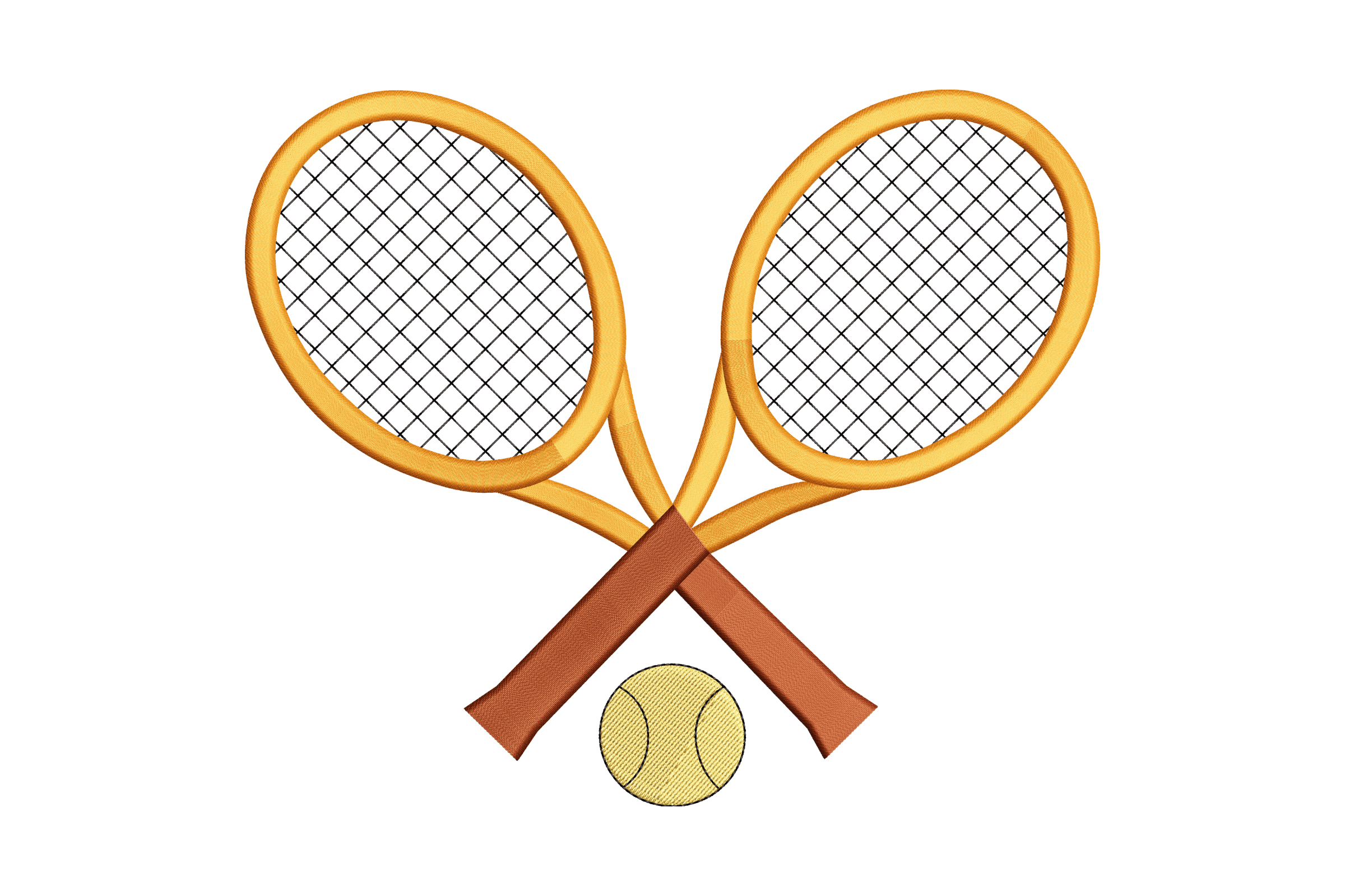 Crossed Tennis Rackets & Ball – Sports Embroidery Design
