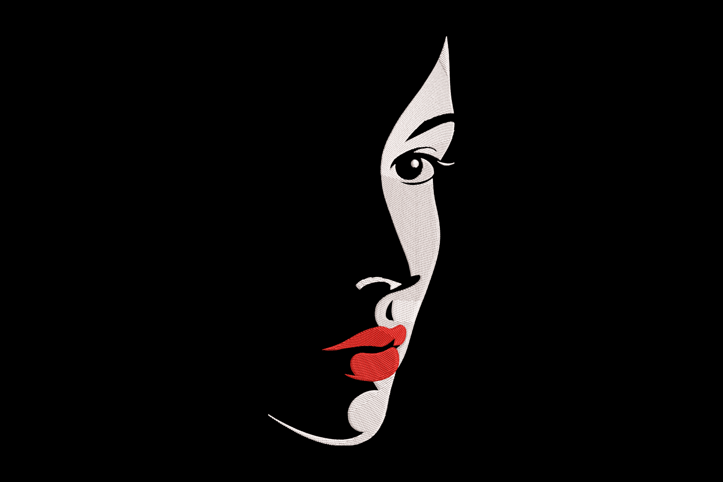 Minimalist Female Portrait – Elegant Face Embroidery Design