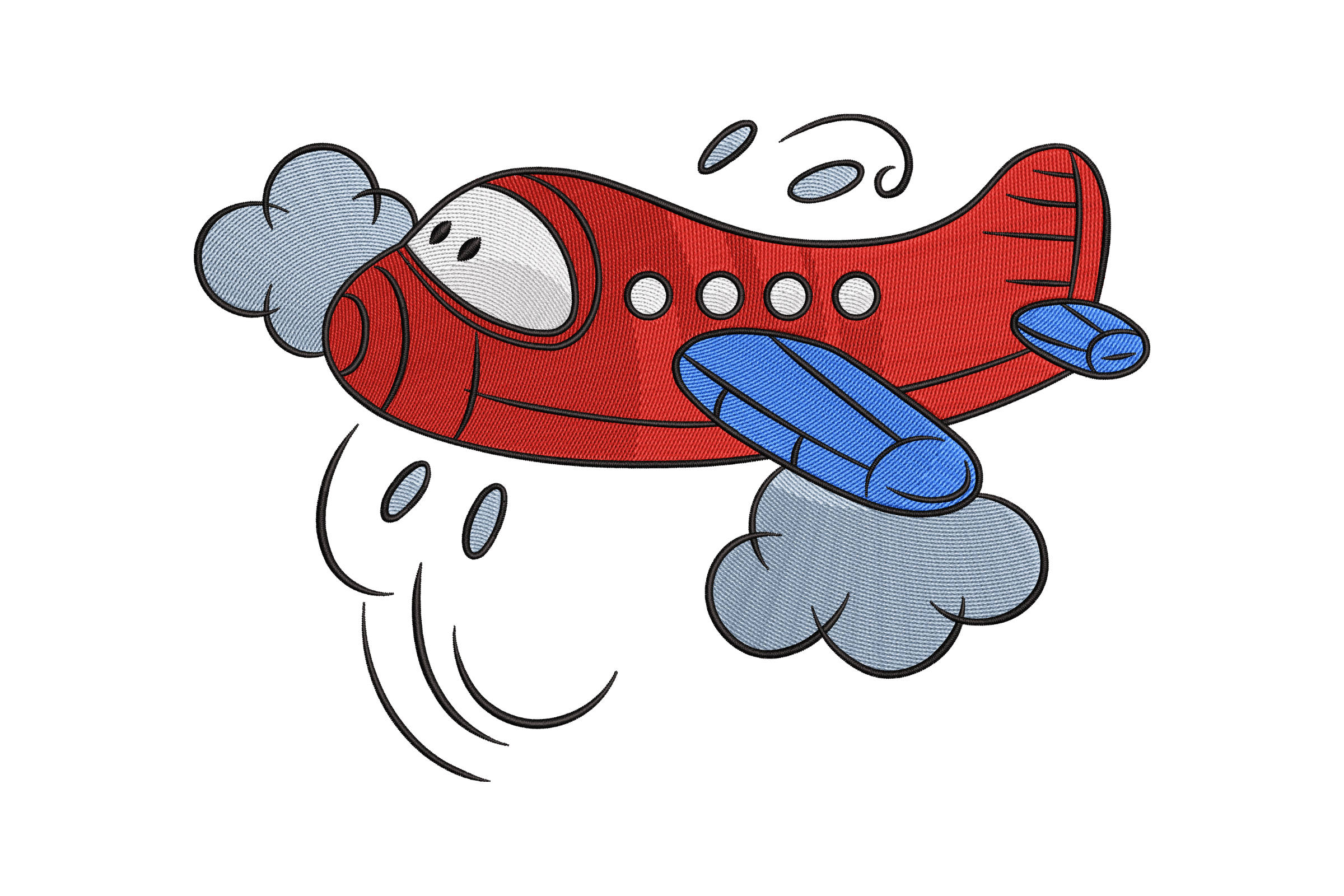 Cartoon Red Airplane – Cute Kids Machine Embroidery Design