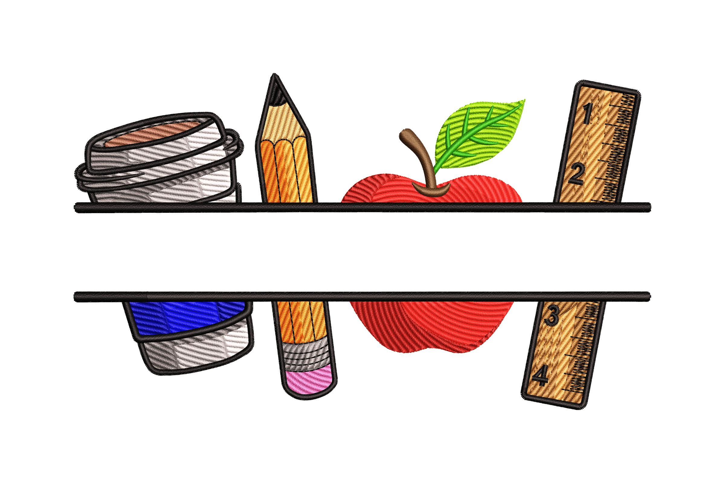 Split School Supplies – Cute School Embroidery Design