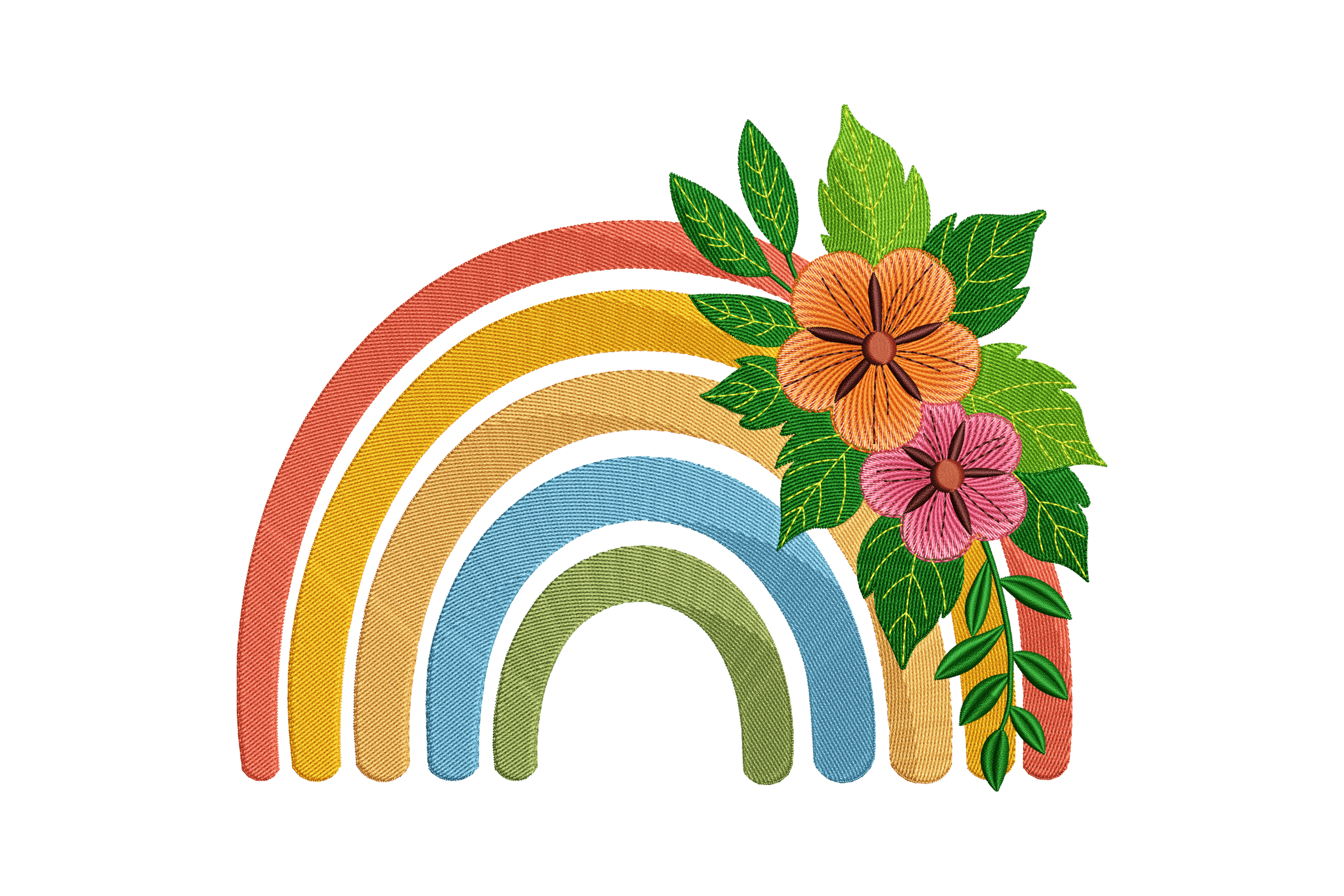 Boho Floral Rainbow – Cute Machine Embroidery Design