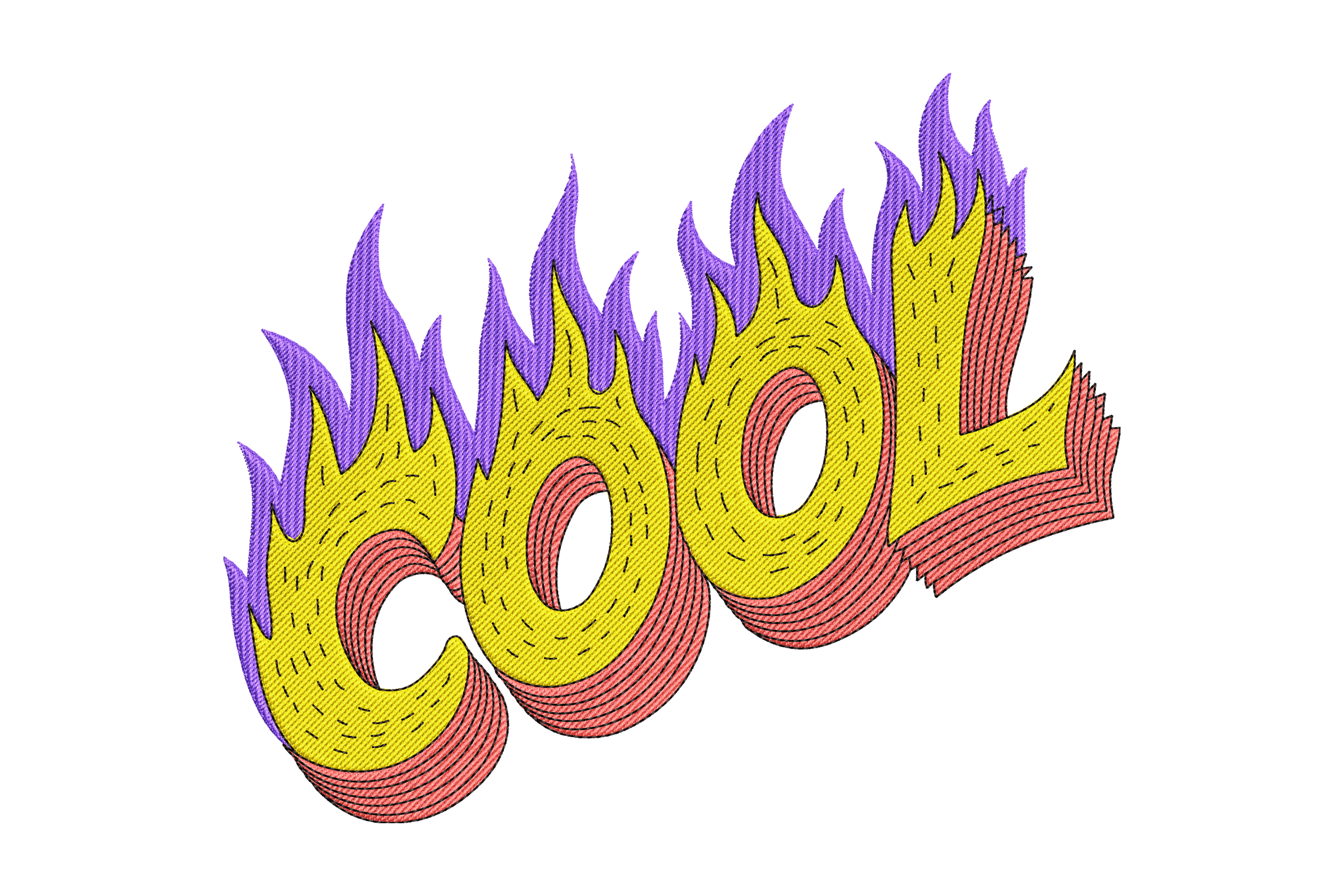 Cool Fire Text – Retro Flame Machine Embroidery Design