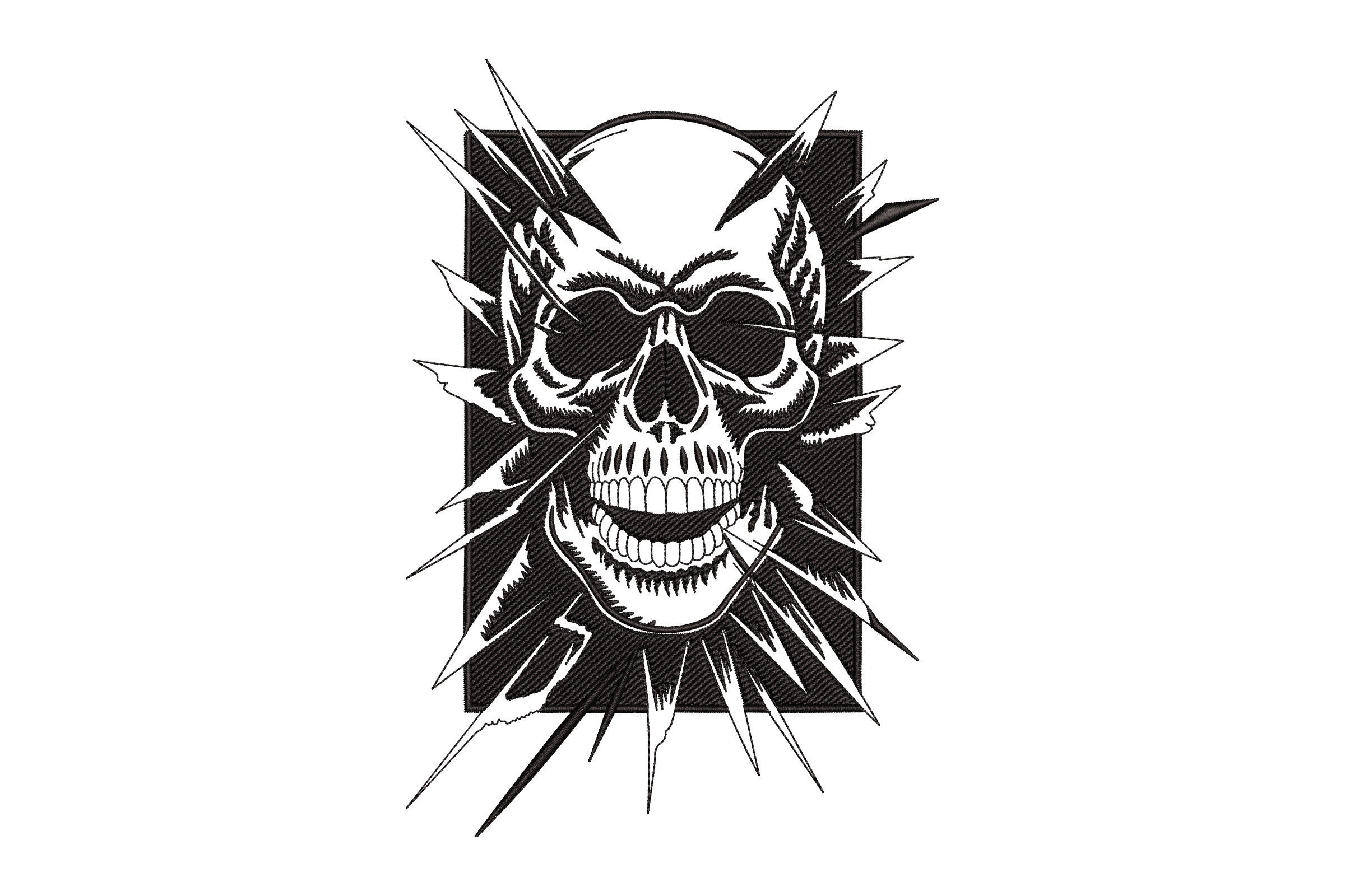 Edgy Shattered Skull – Modern Biker Embroidery Design