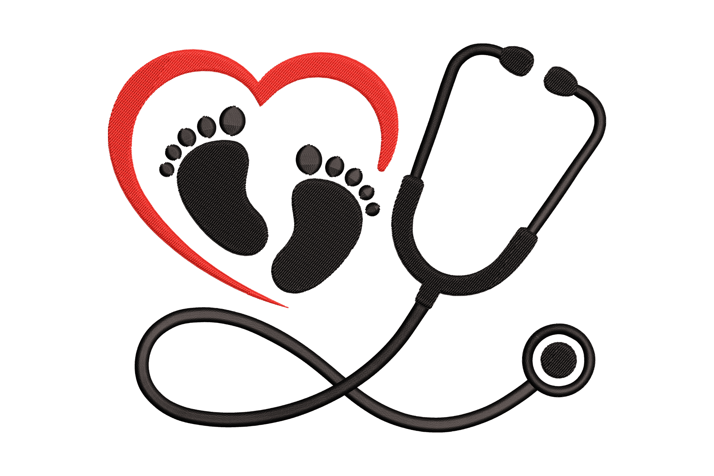 Baby Footprints Stethoscope – Cute Medical Embroidery Design