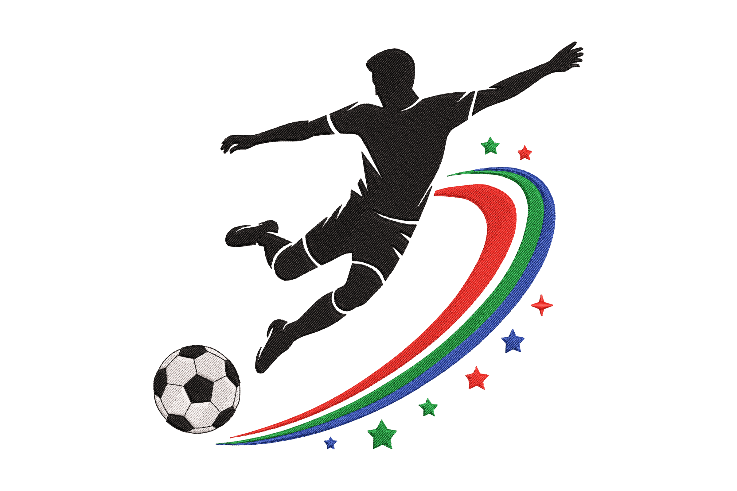 Soccer Player Action Silhouette – Sports Embroidery Design