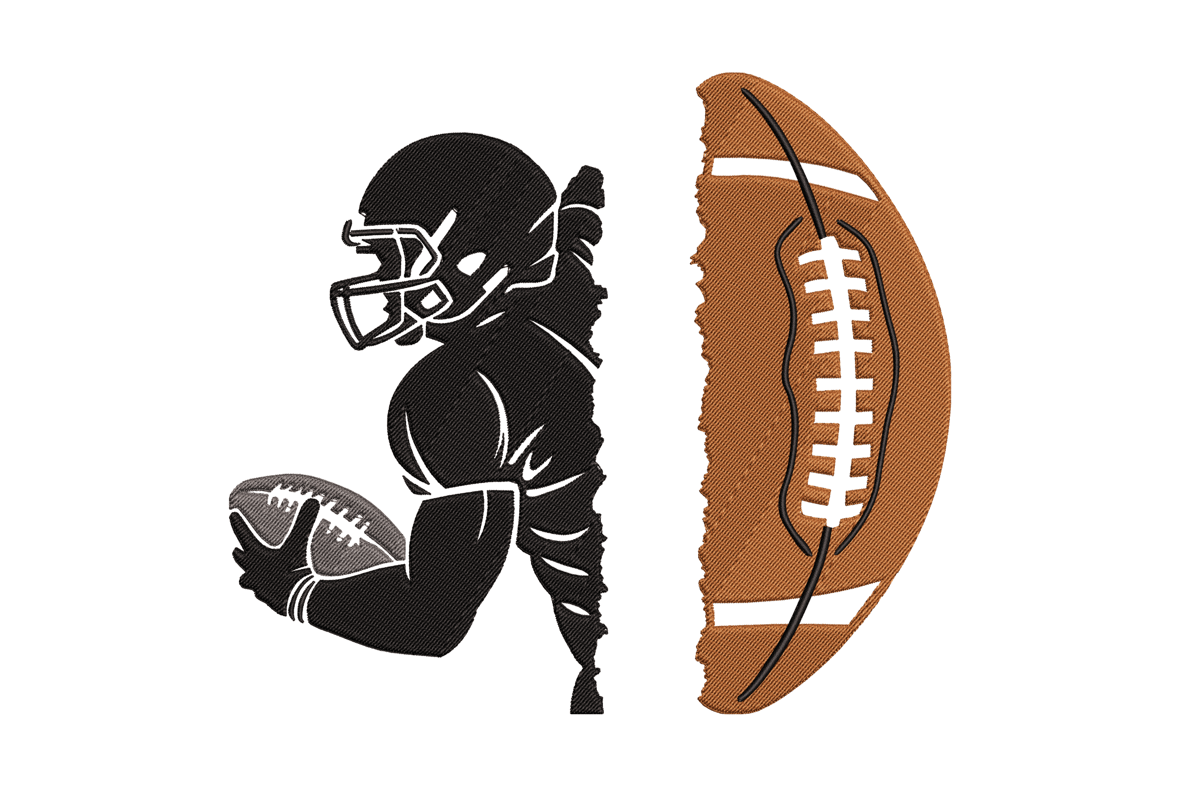 American Football Player Silhouette Embroidery Design