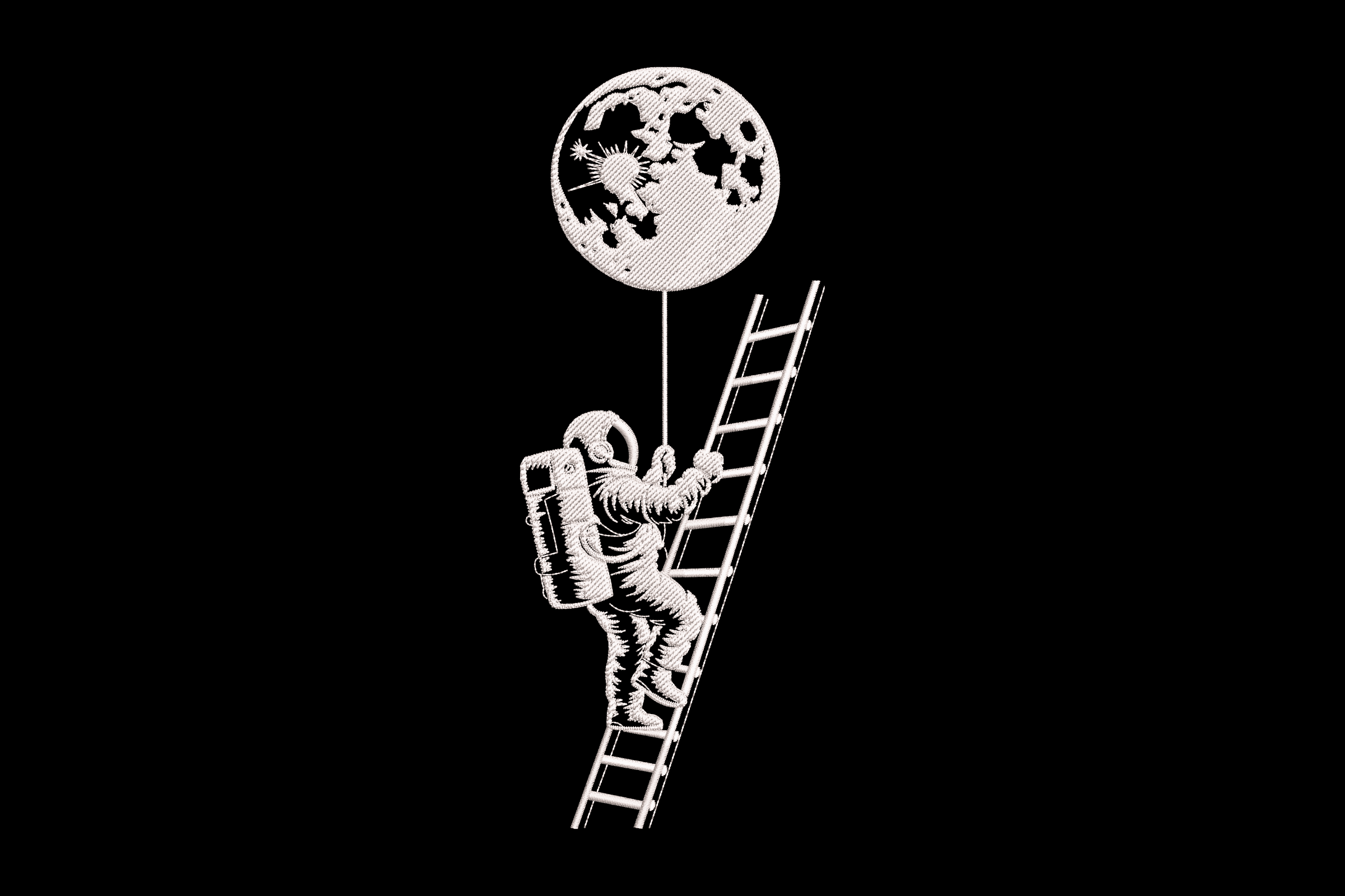 Astronaut Ladder to Moon Machine Embroidery Design