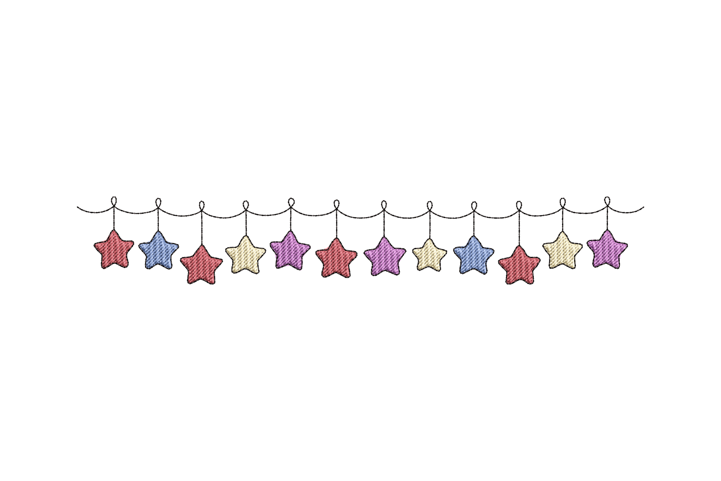 Colorful Star Garland – Festive Party Embroidery Design