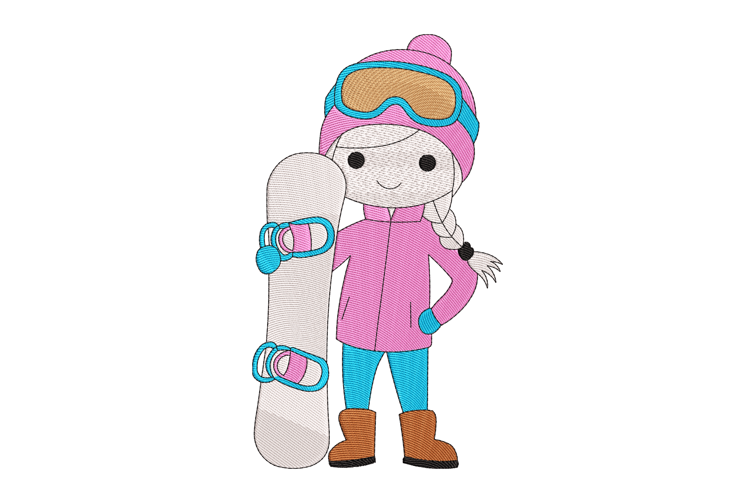 Cute Snowboarder Girl - Winter Embroidery Design