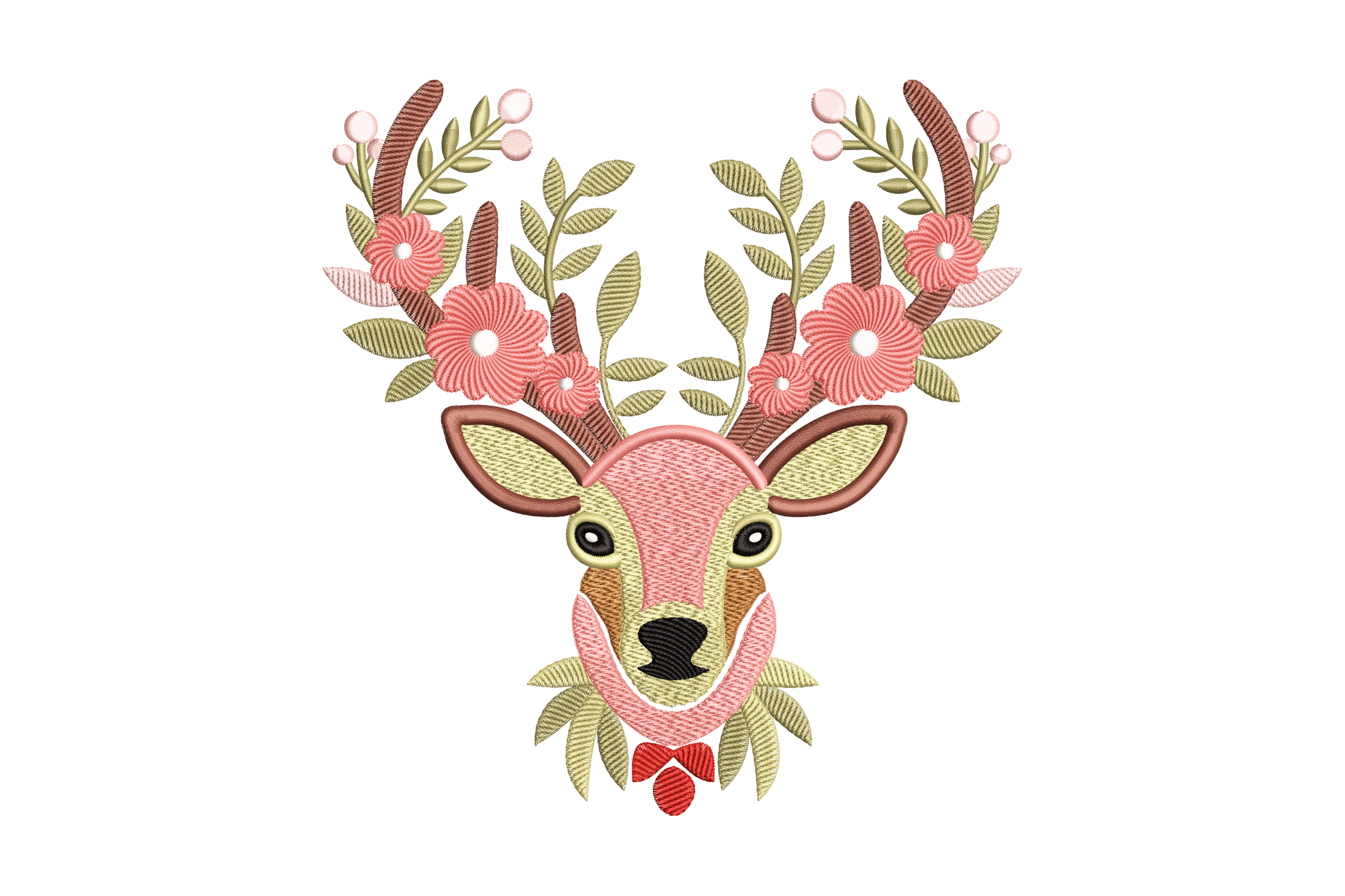 Floral Deer Antlers – Boho Reindeer Embroidery Design