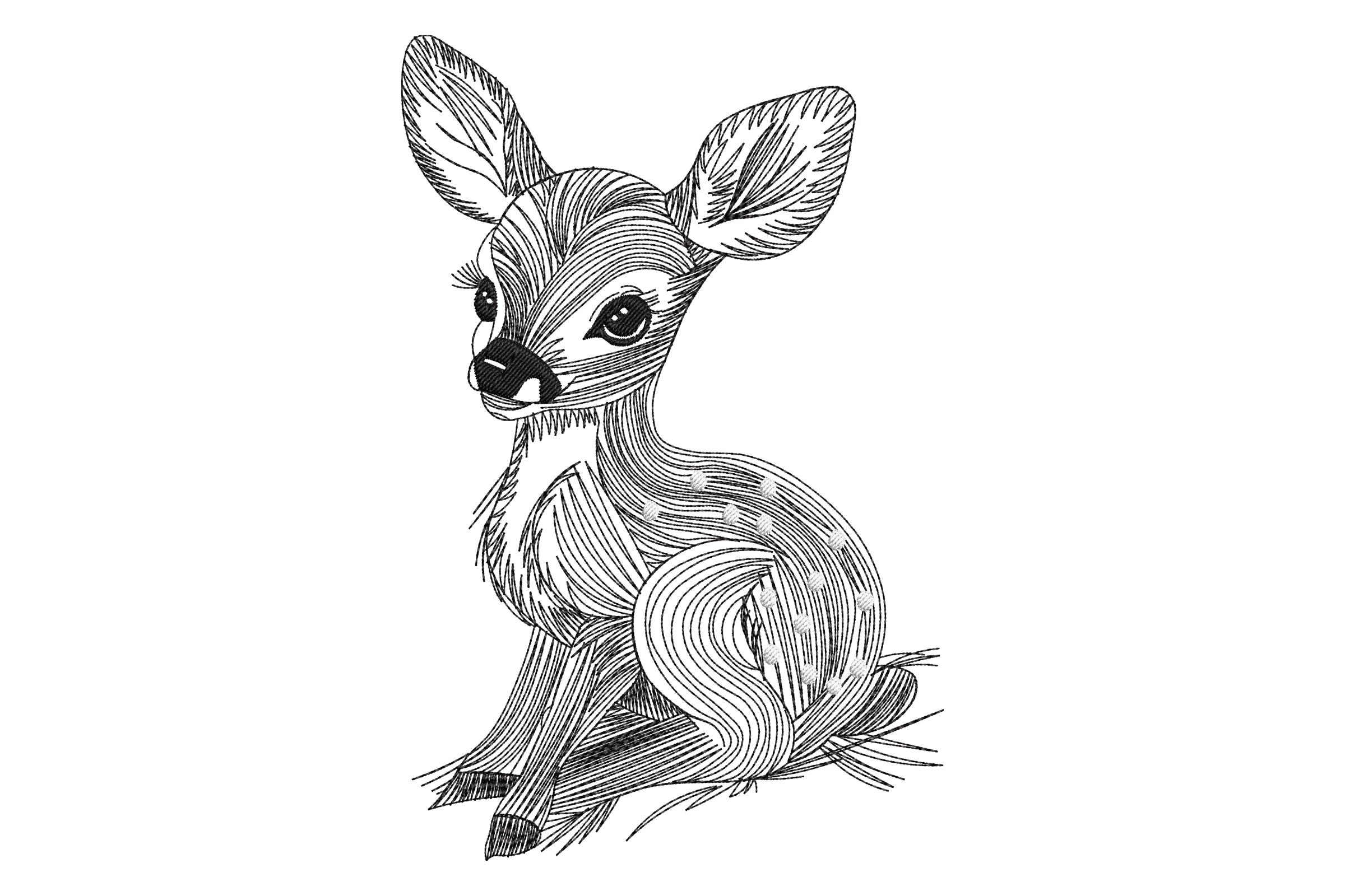 Cute Baby Deer Sketch – Machine Embroidery Design