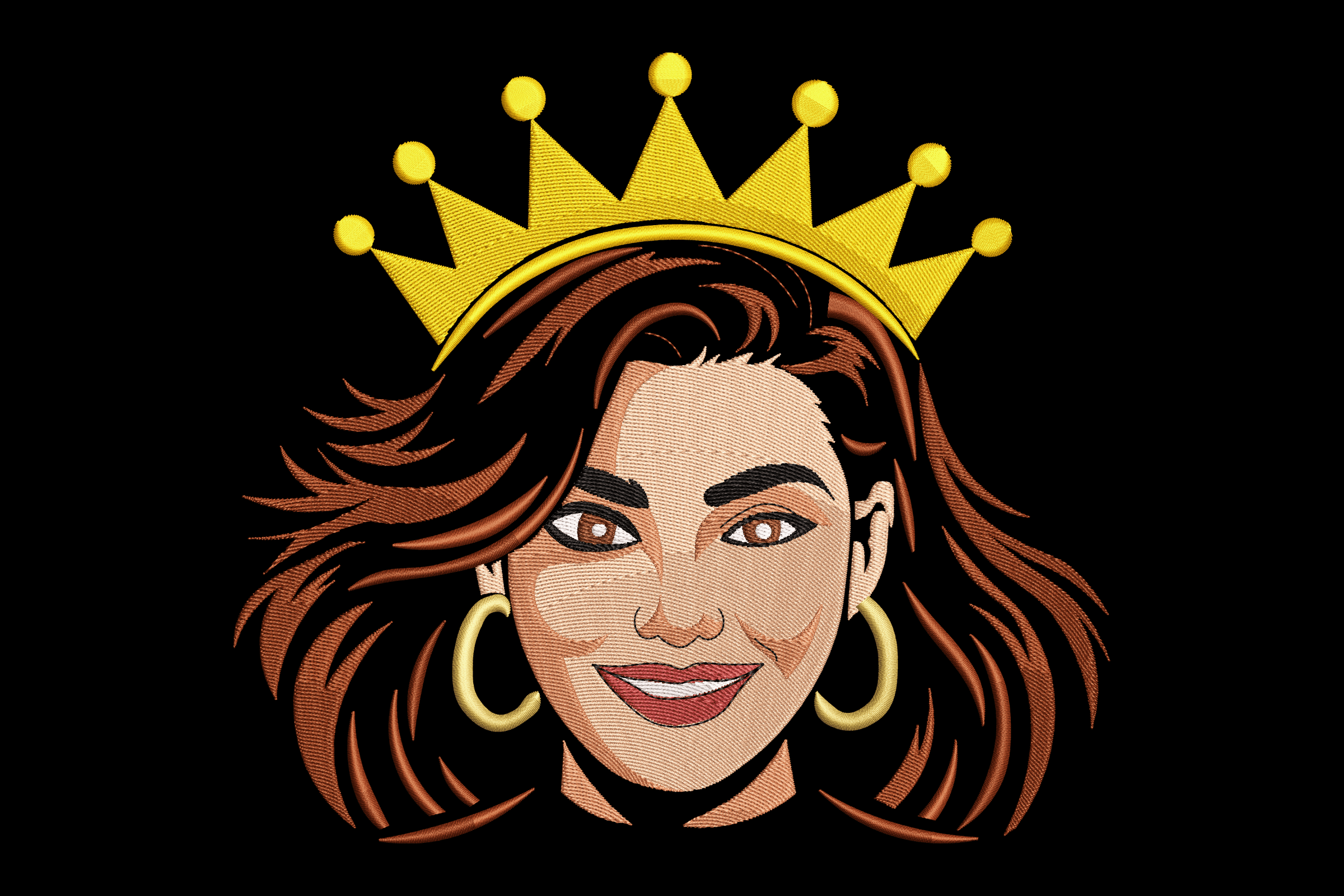 Queen Crown Portrait – Royal Girl Machine Embroidery Design