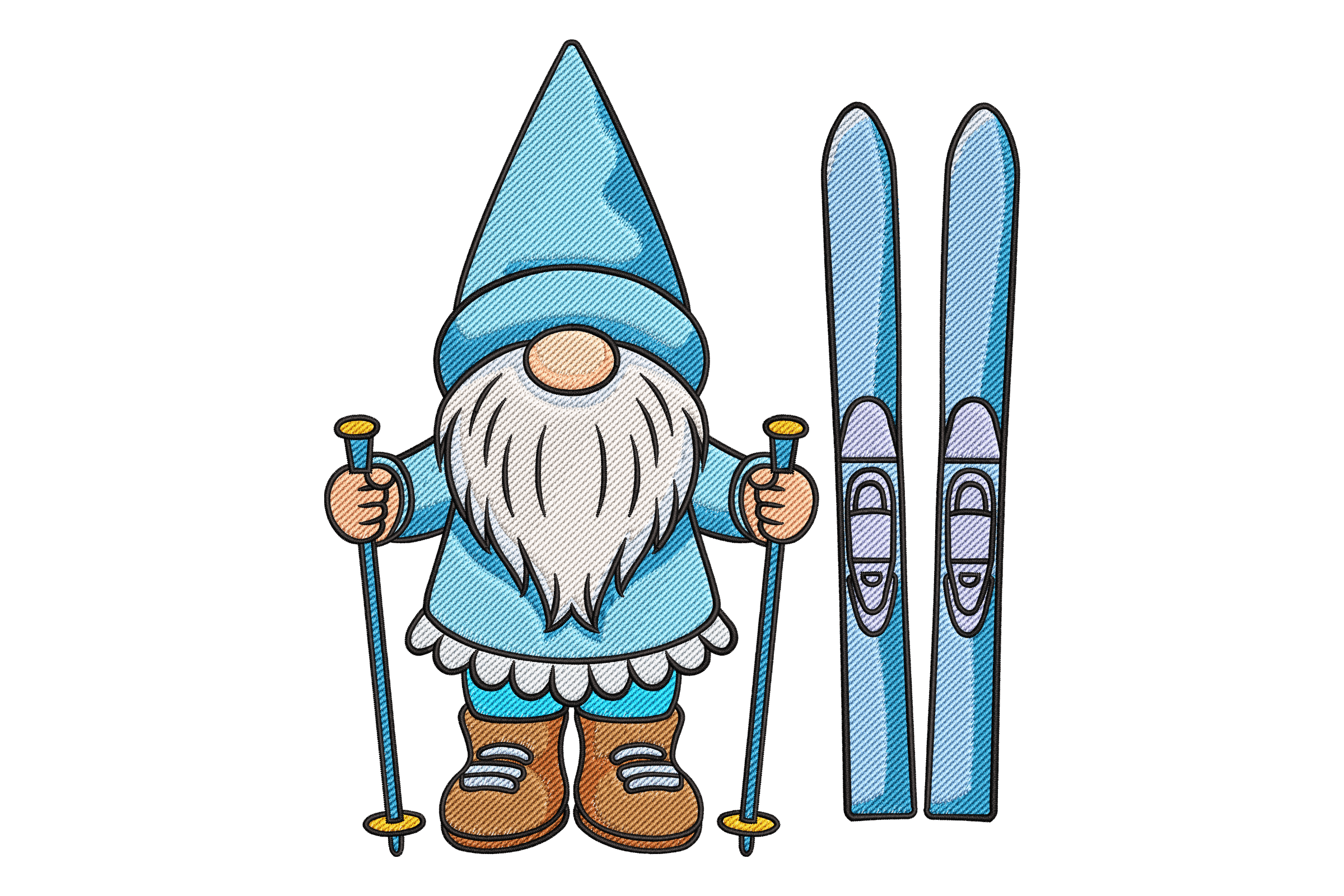 Skiing Gnome – Cute Winter Sports Embroidery Design