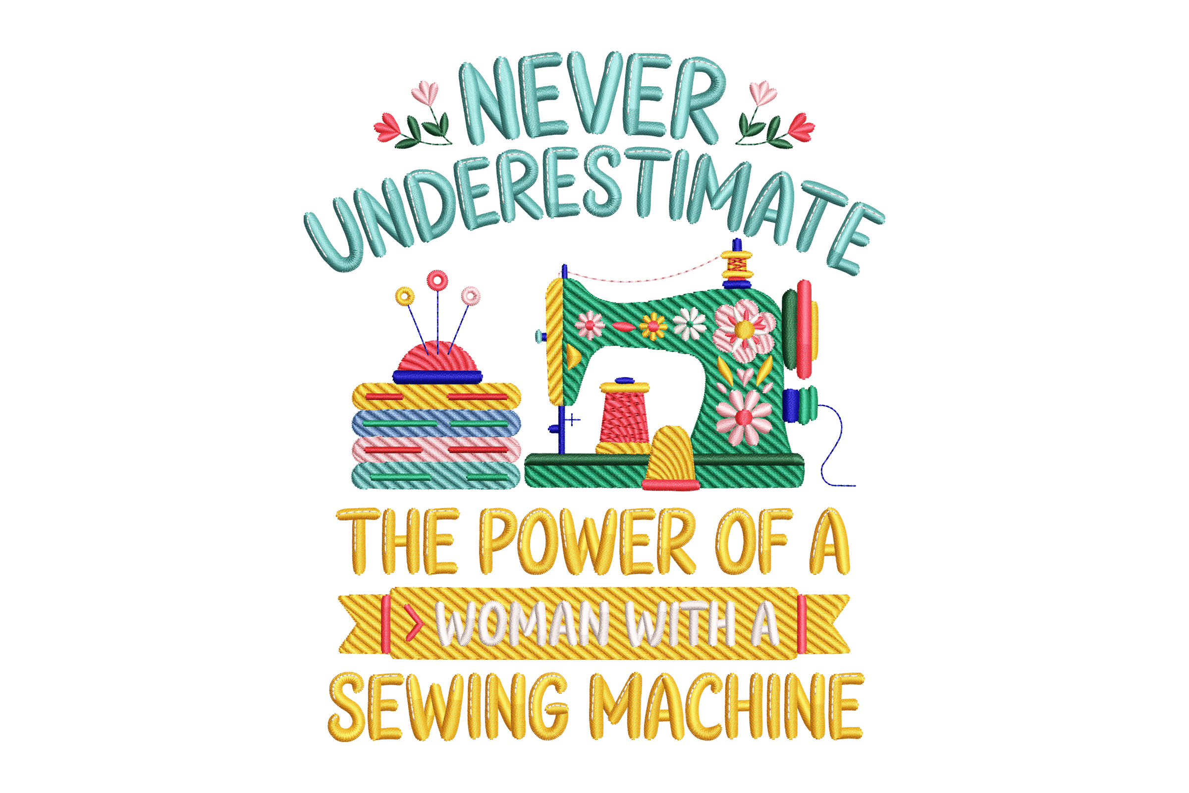 Sewing Machine Woman – Floral Craft Embroidery Design