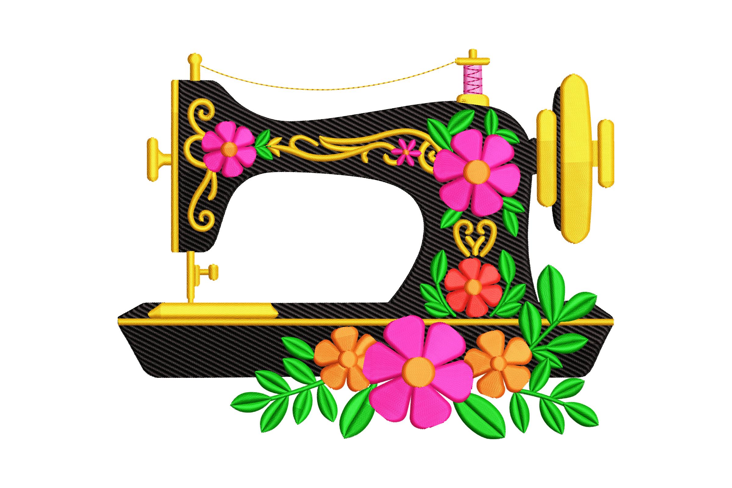 Vintage Sewing Floral Machine Embroidery Design