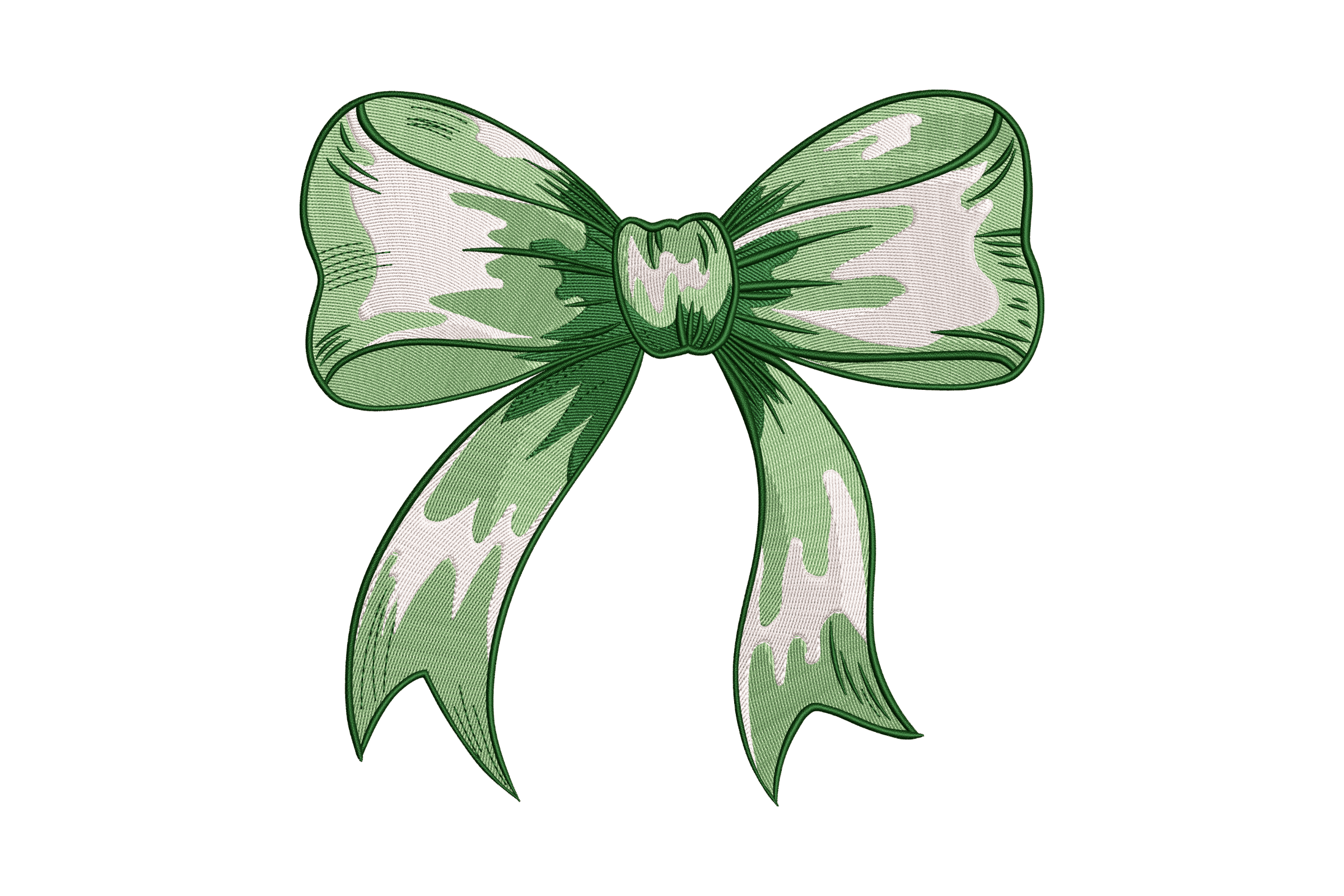 Green Bow White Spots Machine Embroidery Design