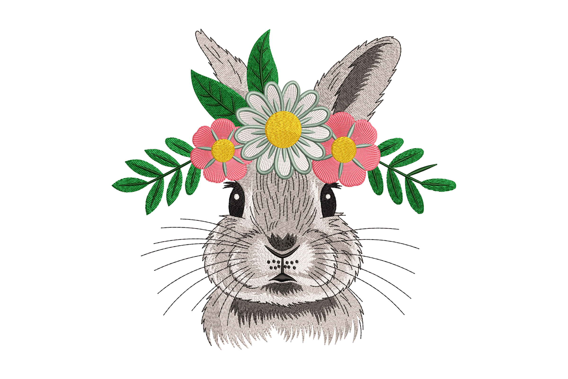 Bunny Floral Crown Machine Embroidery Design