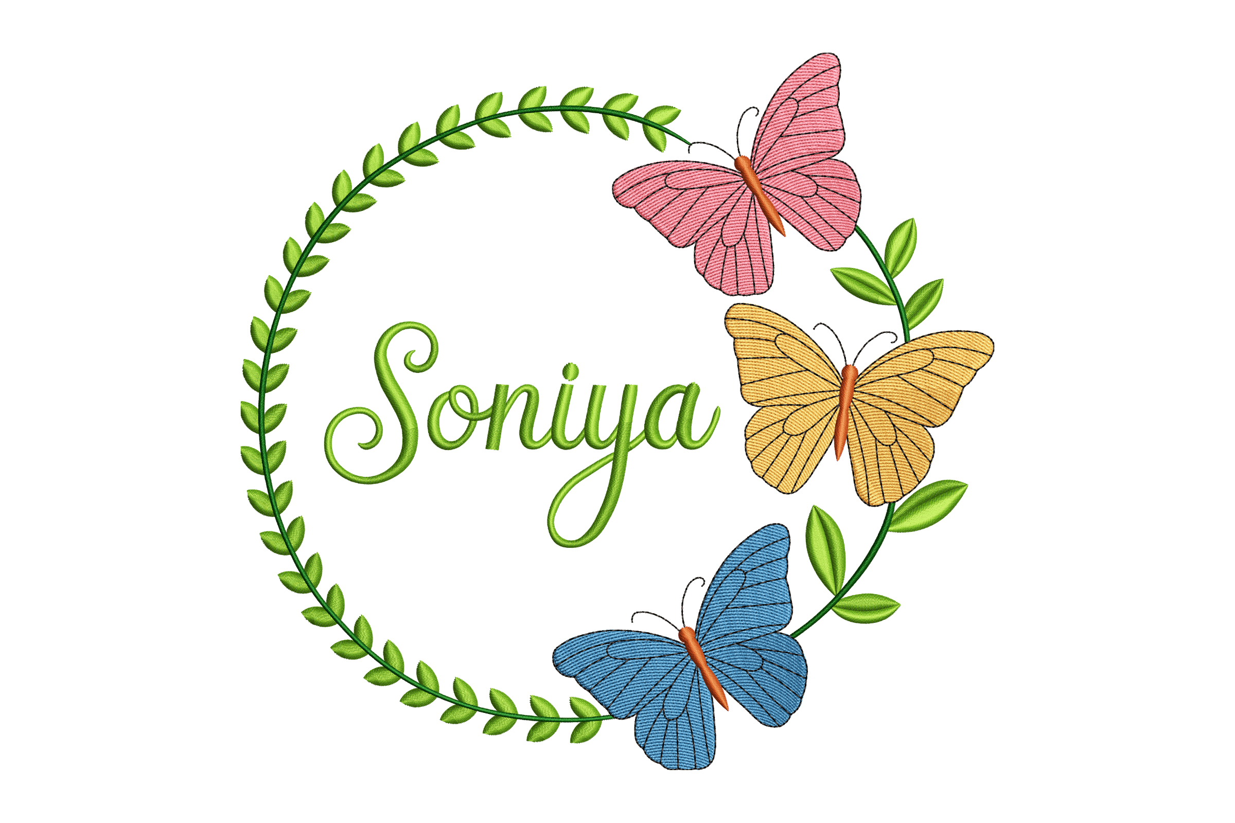 Butterfly Wreath Name Machine Embroidery Design
