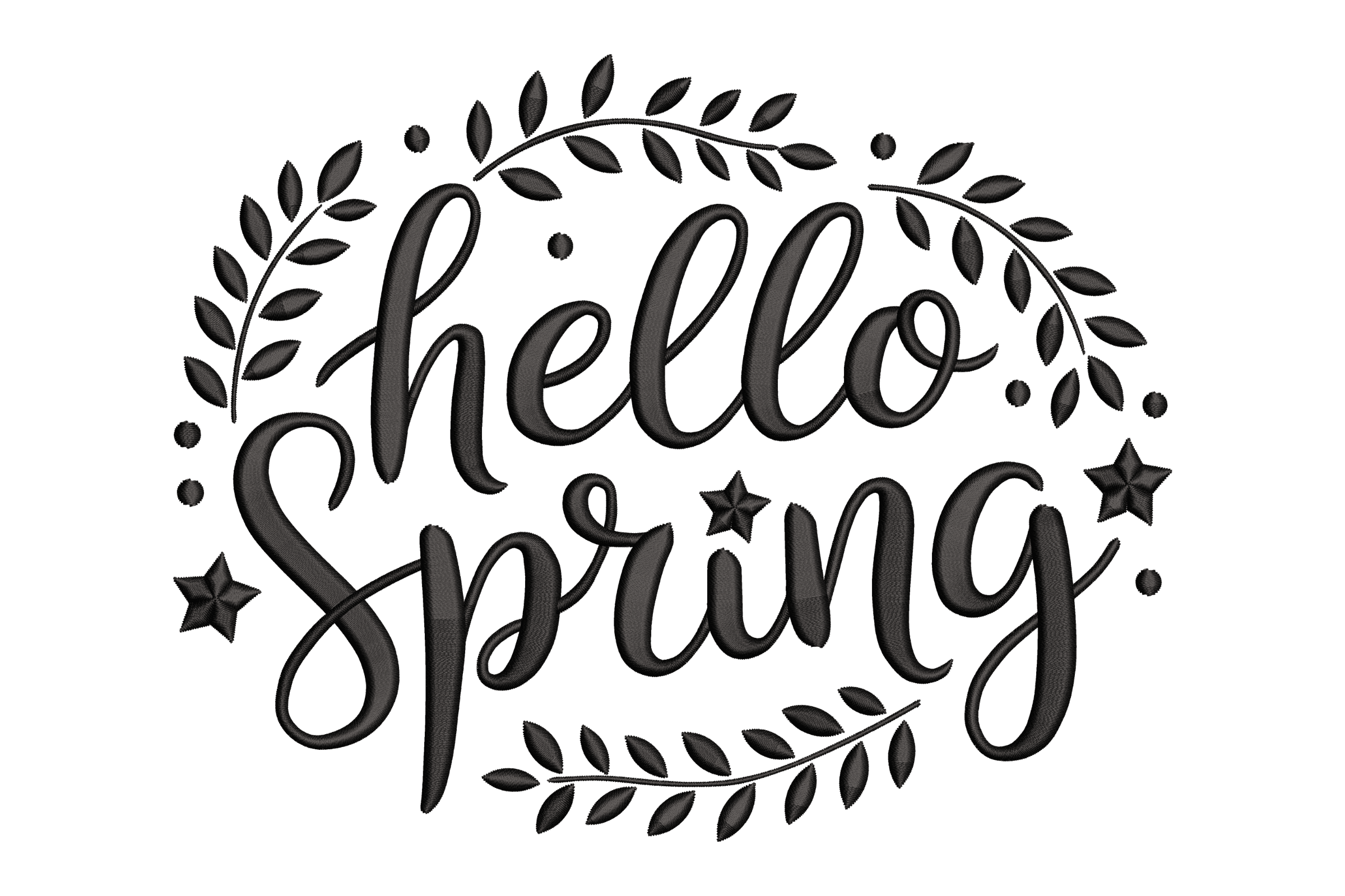 Hello Spring Script Machine Embroidery Design
