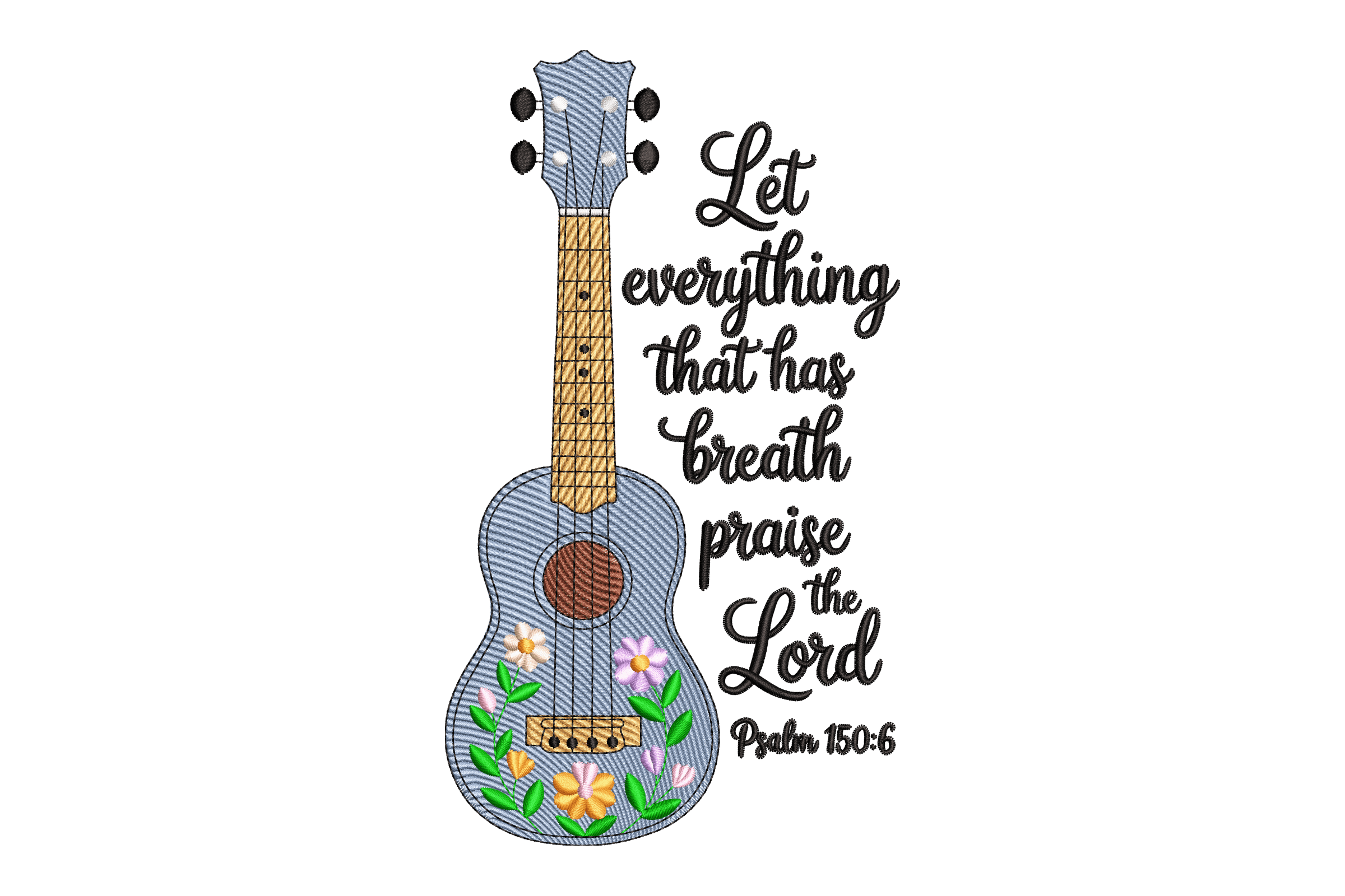 Praise The Lord Guitar Machine Embroidery Design