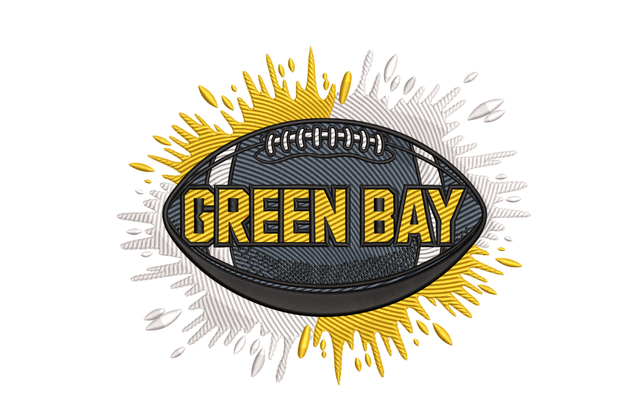 Green Bay Football Splash Sports Machine Embroidery Design