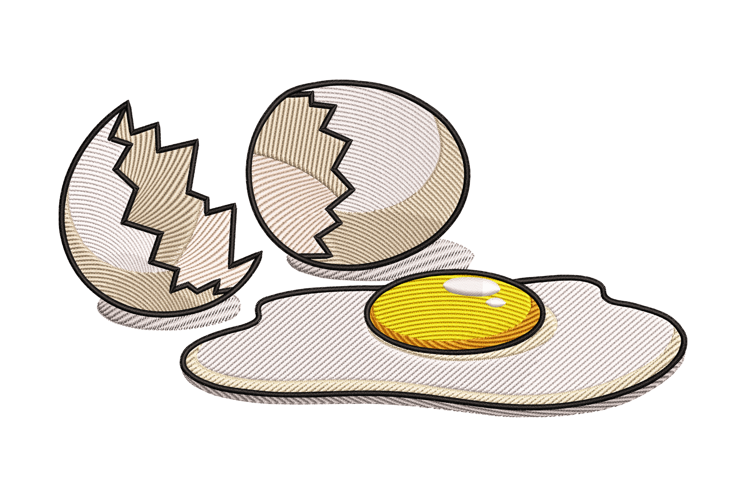 Cracked Egg and Fried Egg Machine Embroidery Design