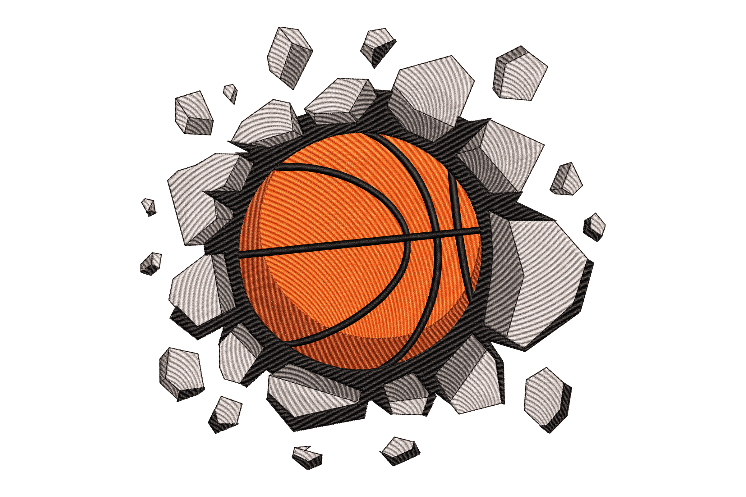 Basketball Breaking Wall Machine Embroidery Design
