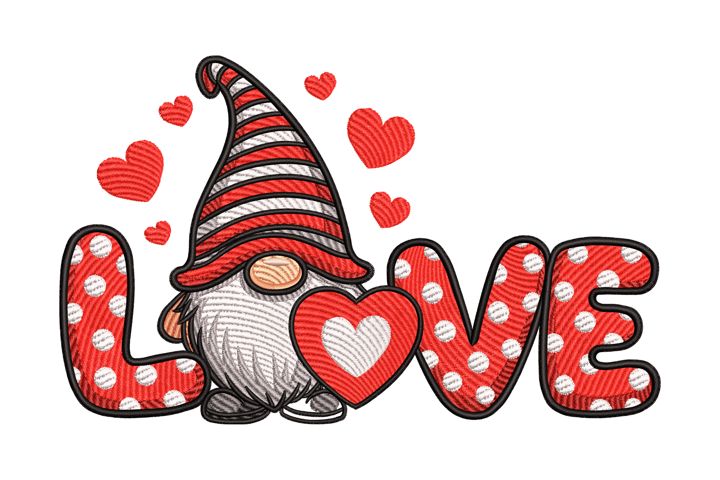 Valentine Gnome LOVE Heart Machine Embroidery Design