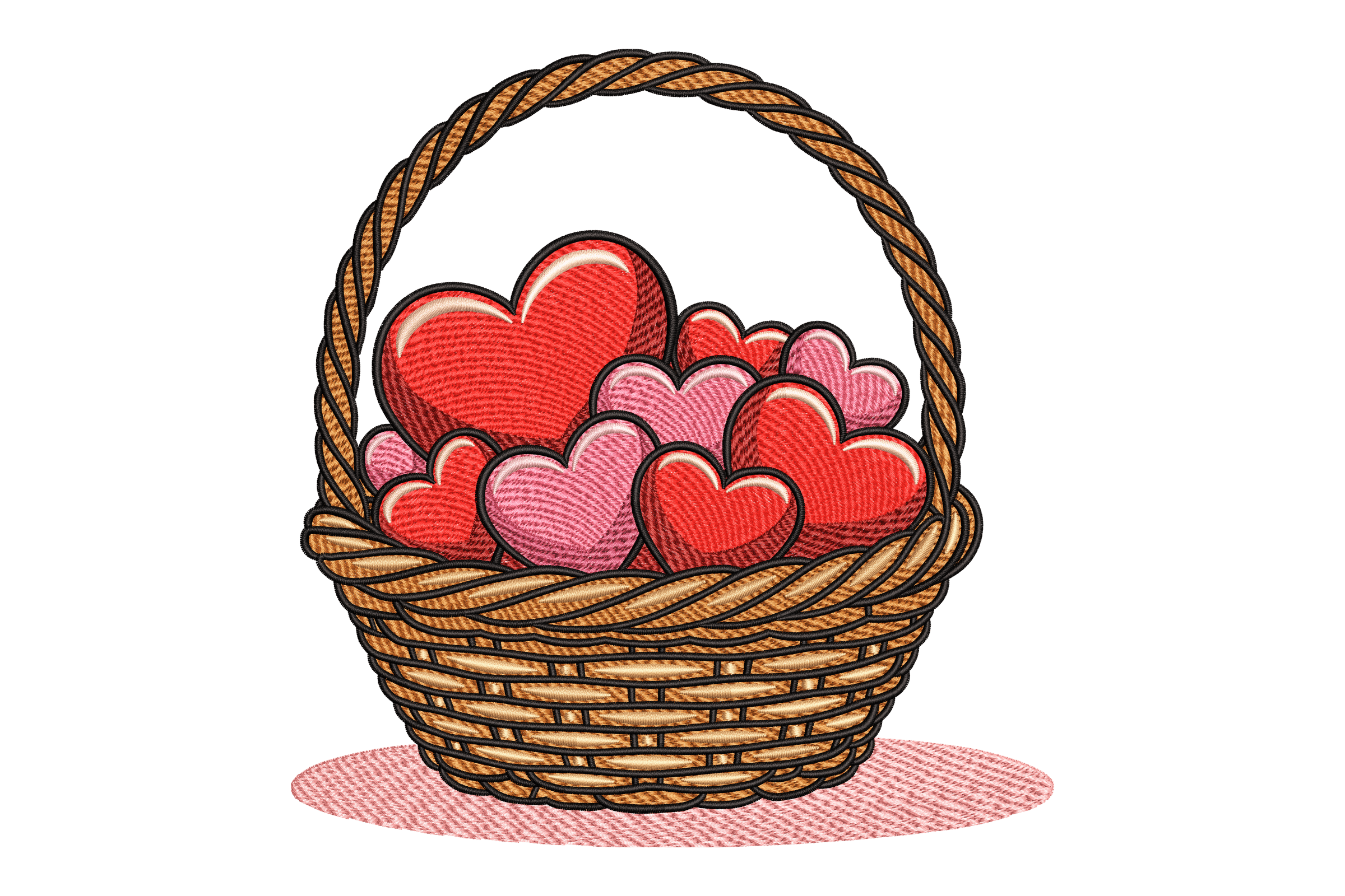 Valentine Heart Basket Machine Embroidery Design