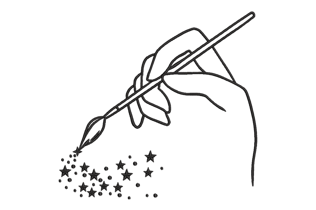Magic Paintbrush Line Art Machine Embroidery Design
