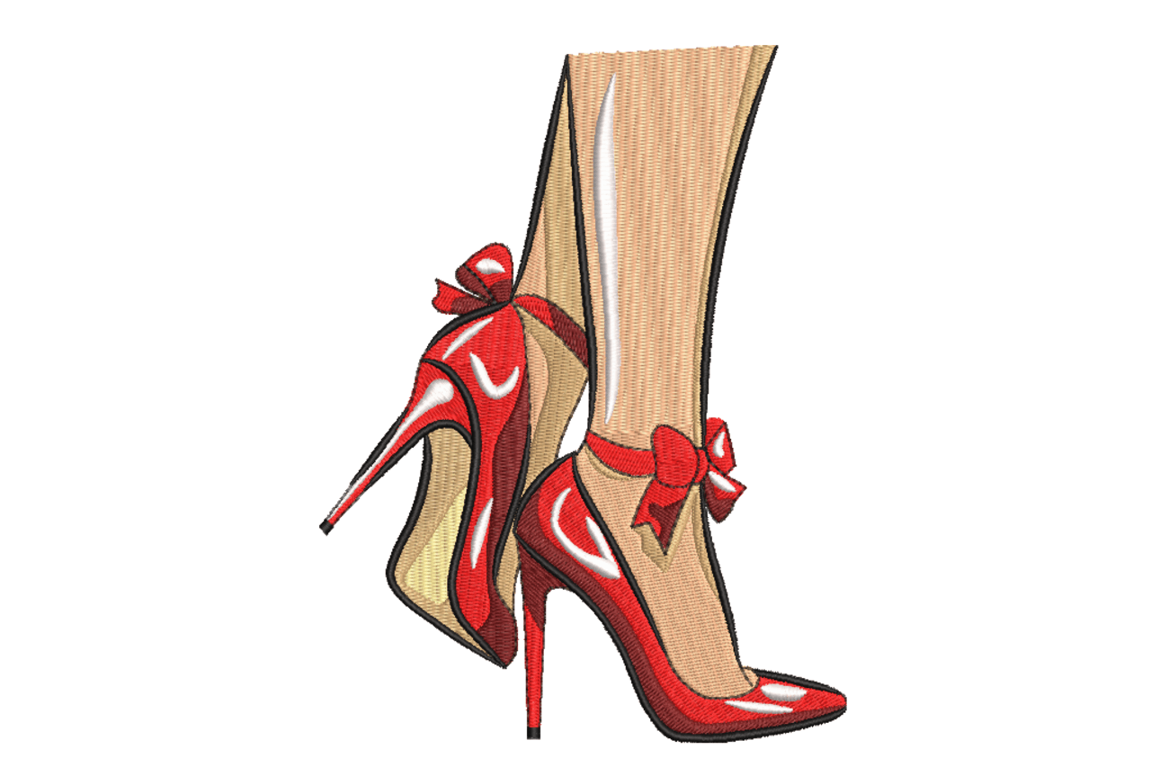 Red High Heels Machine Embroidery Design