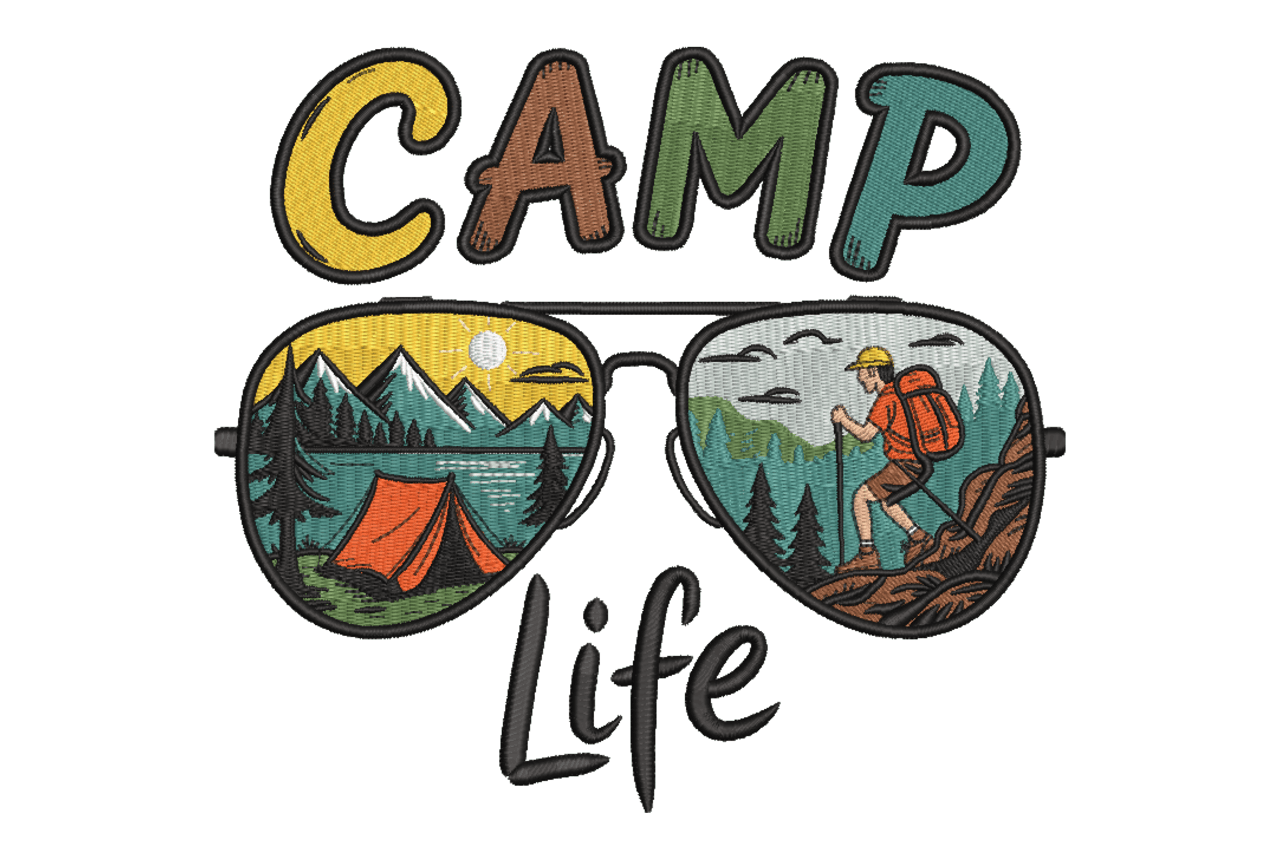 Camp Life Sunglasses Machine Embroidery Design