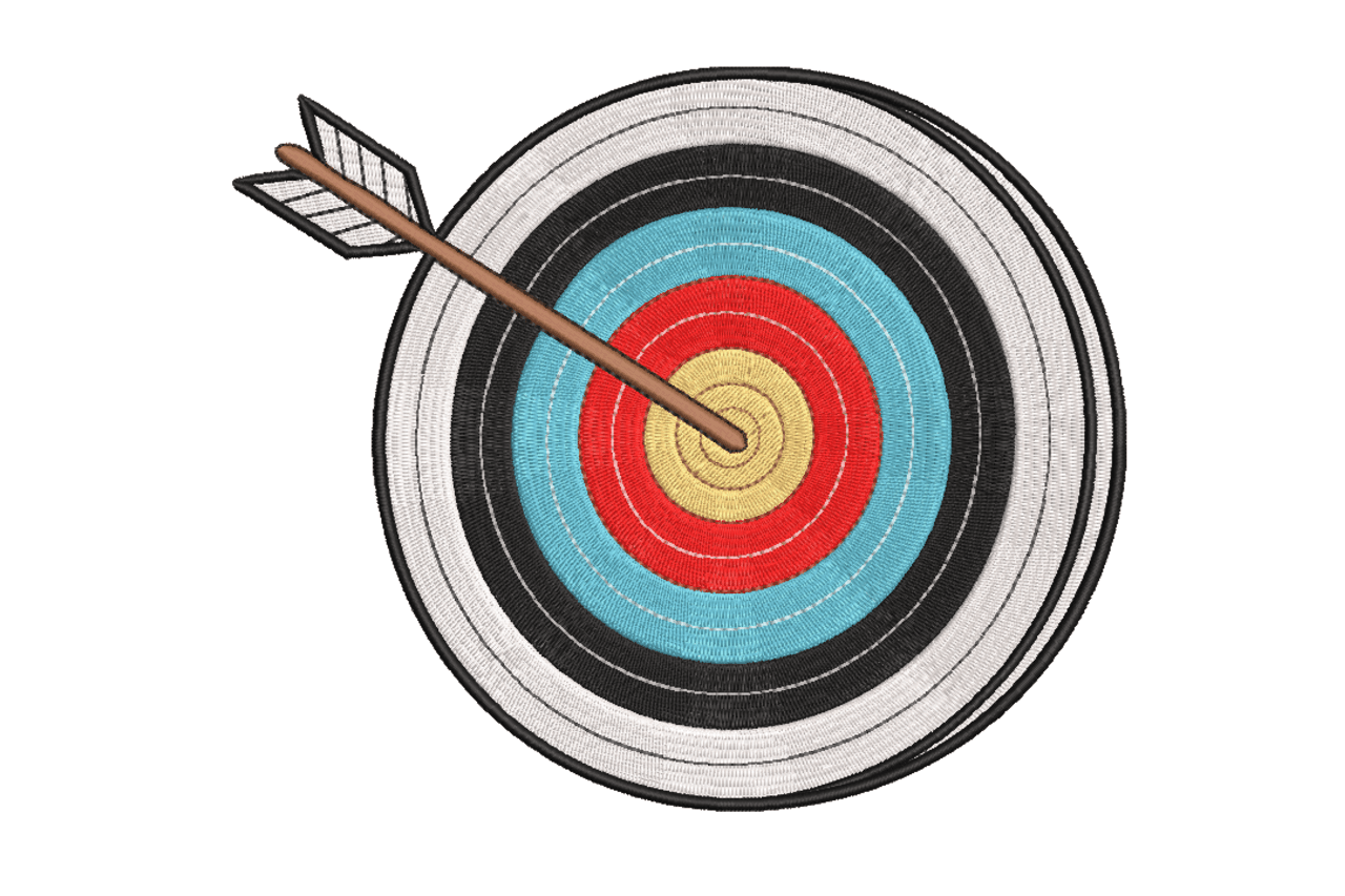 Archery Target with Arrow Machine Embroidery Design