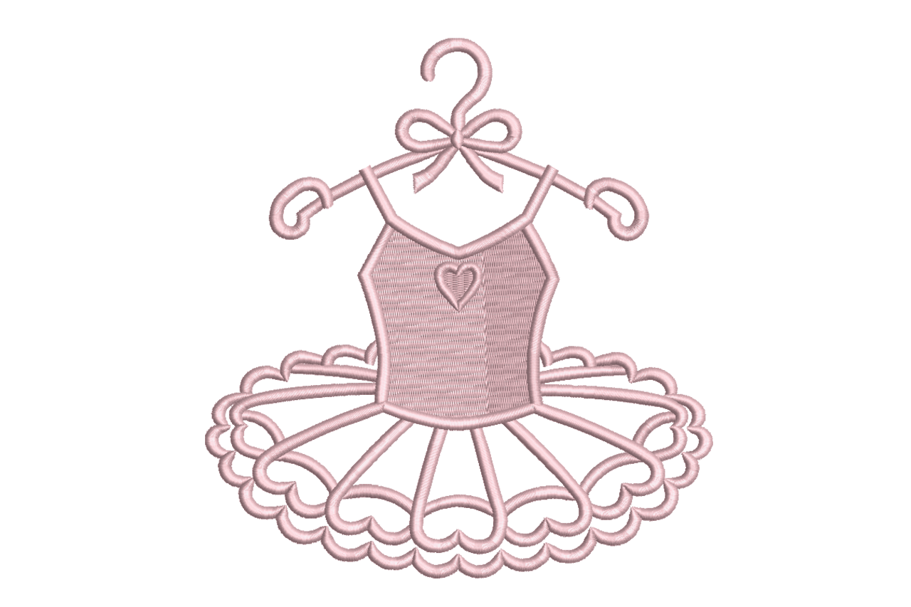 Pink Ballet Dress on Hanger Machine Embroidery Design