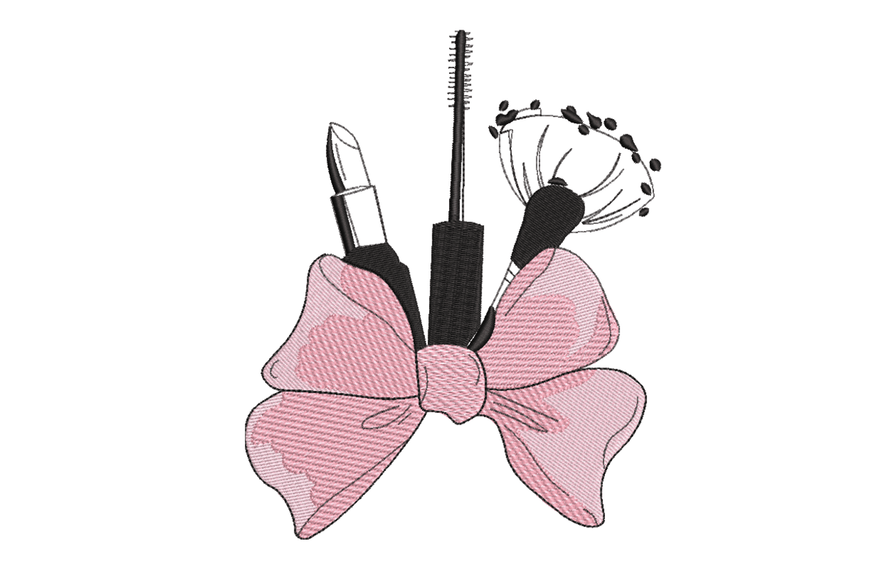 Makeup Bow Machine Embroidery Design