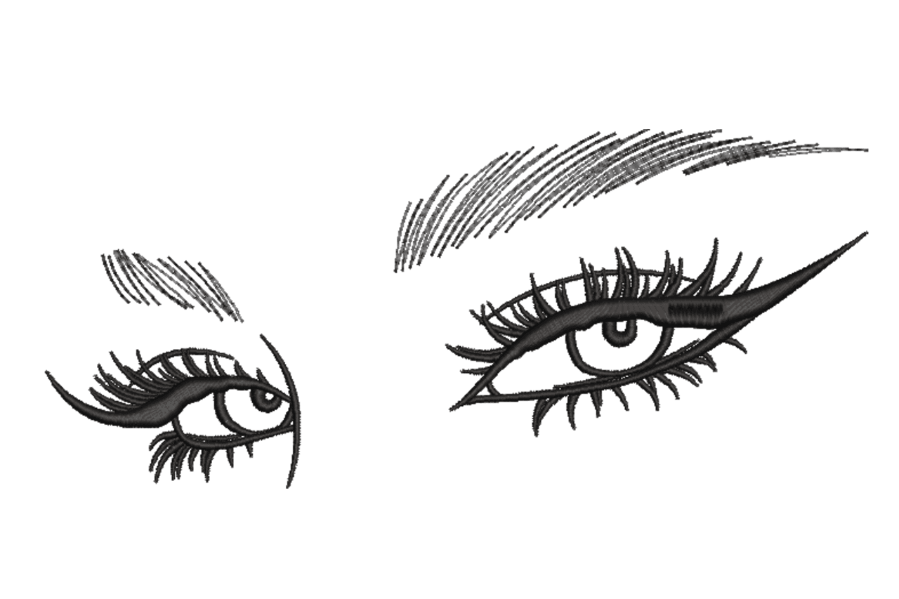 Abstract Eyes Line Art Machine Embroidery Design