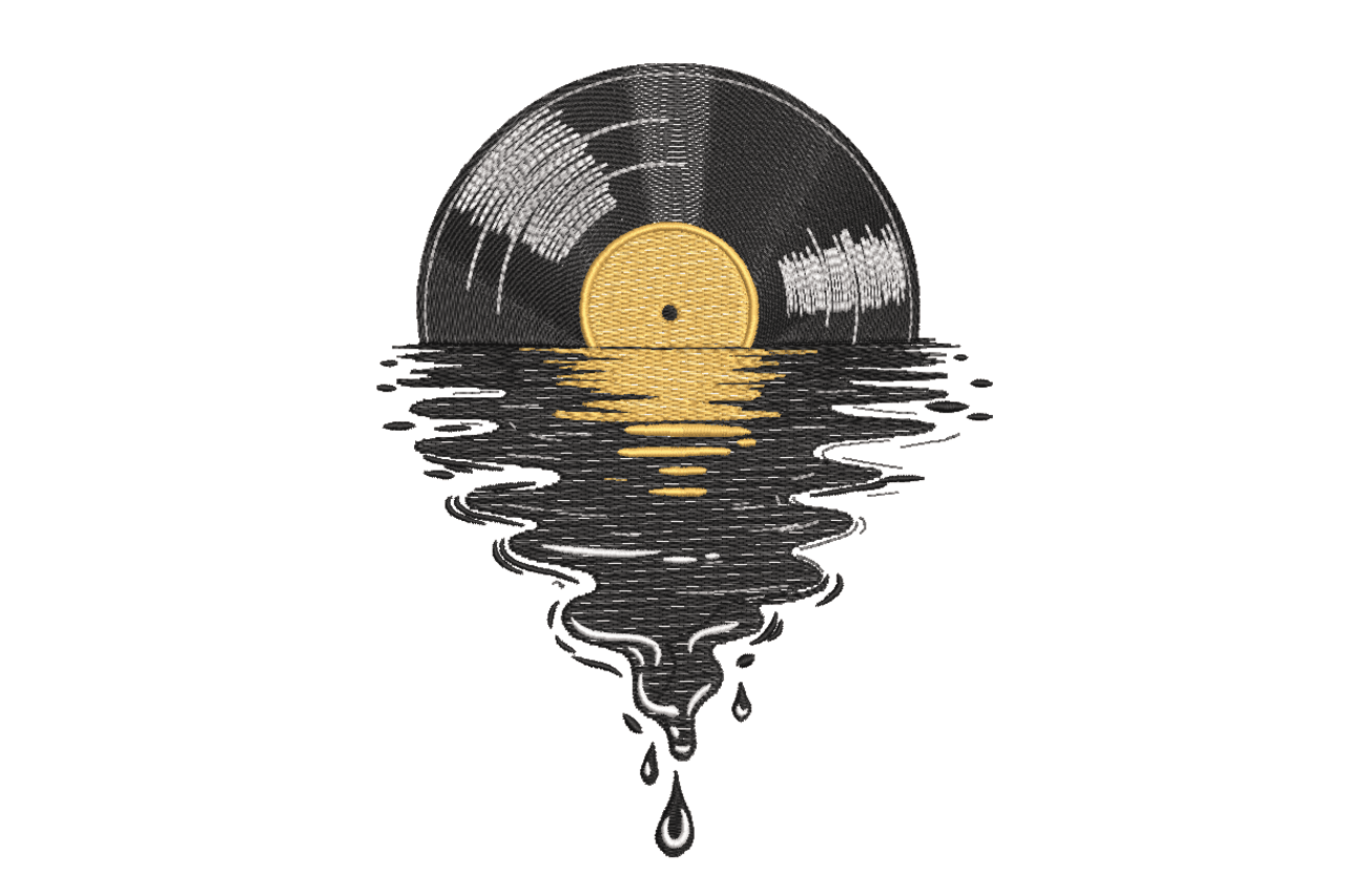 Vinyl Record Reflection Machine Embroidery Design