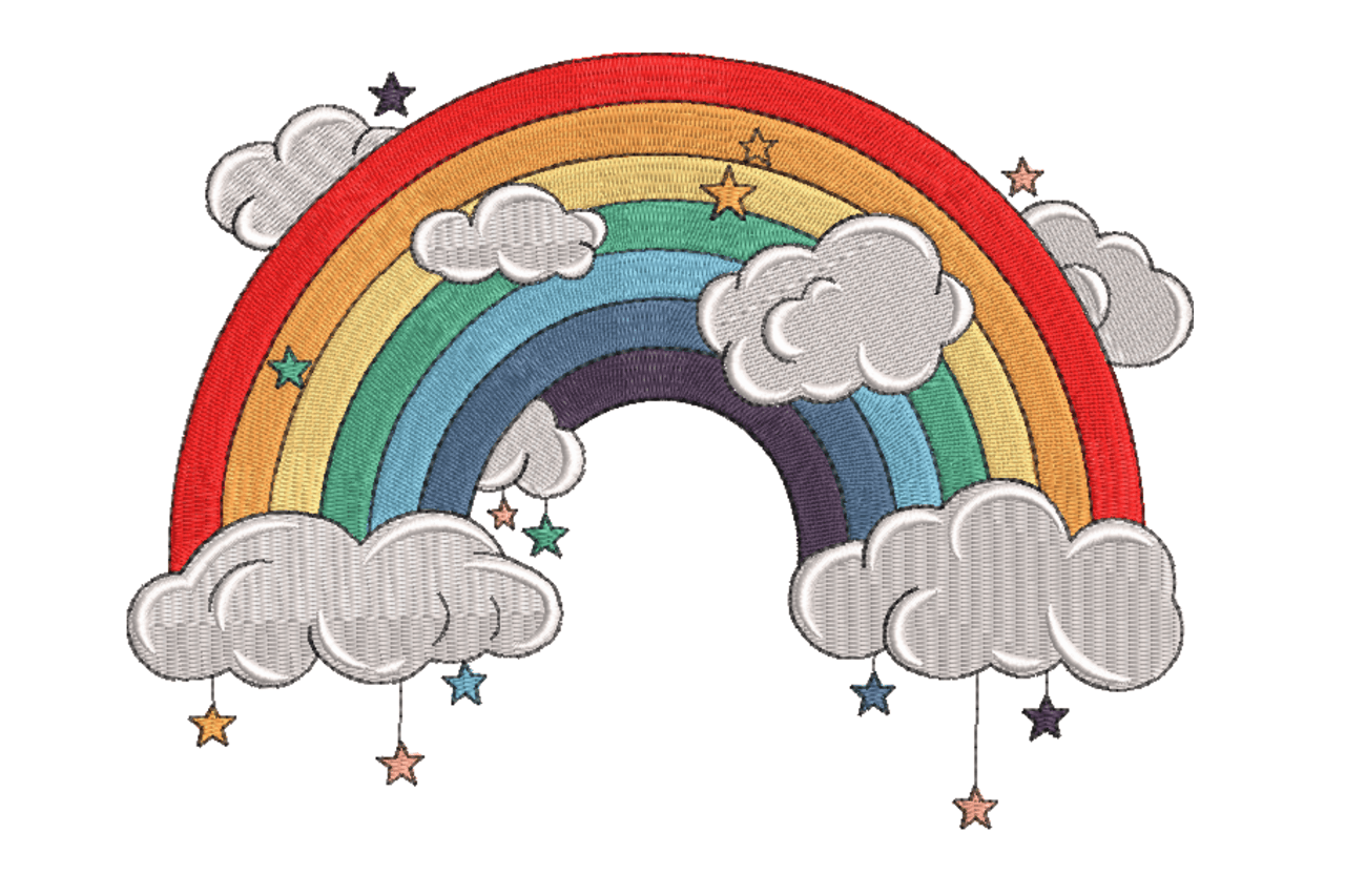 Rainbow Clouds Machine Embroidery Design