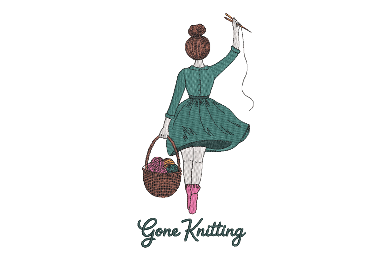 Gone Knitting Machine Embroidery Design