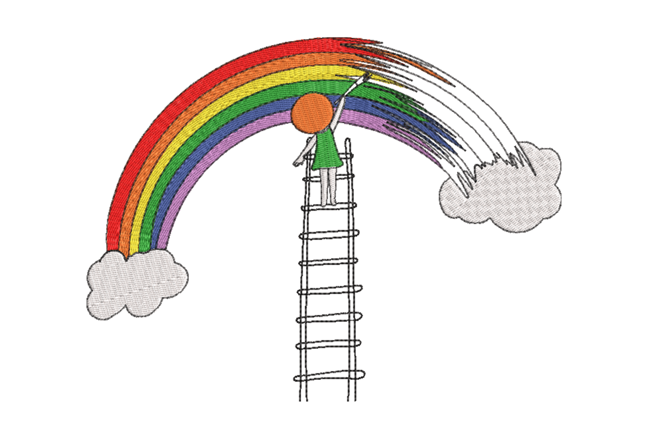 Rainbow Painting Scene Machine Embroidery Design