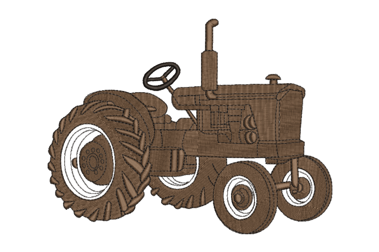 Vintage Farm Tractor Machine Embroidery Design