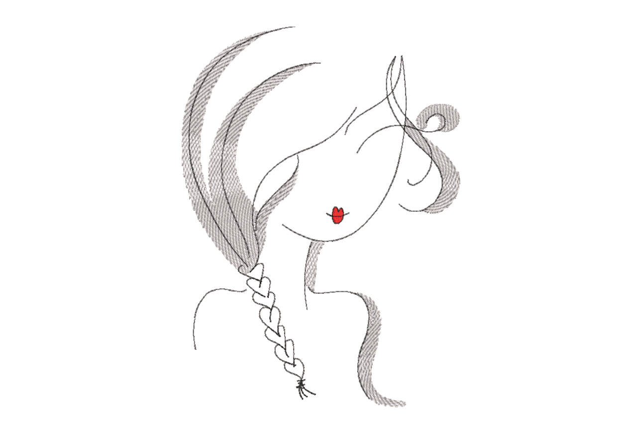 Minimal Abstract Woman Face Machine Embroidery Design