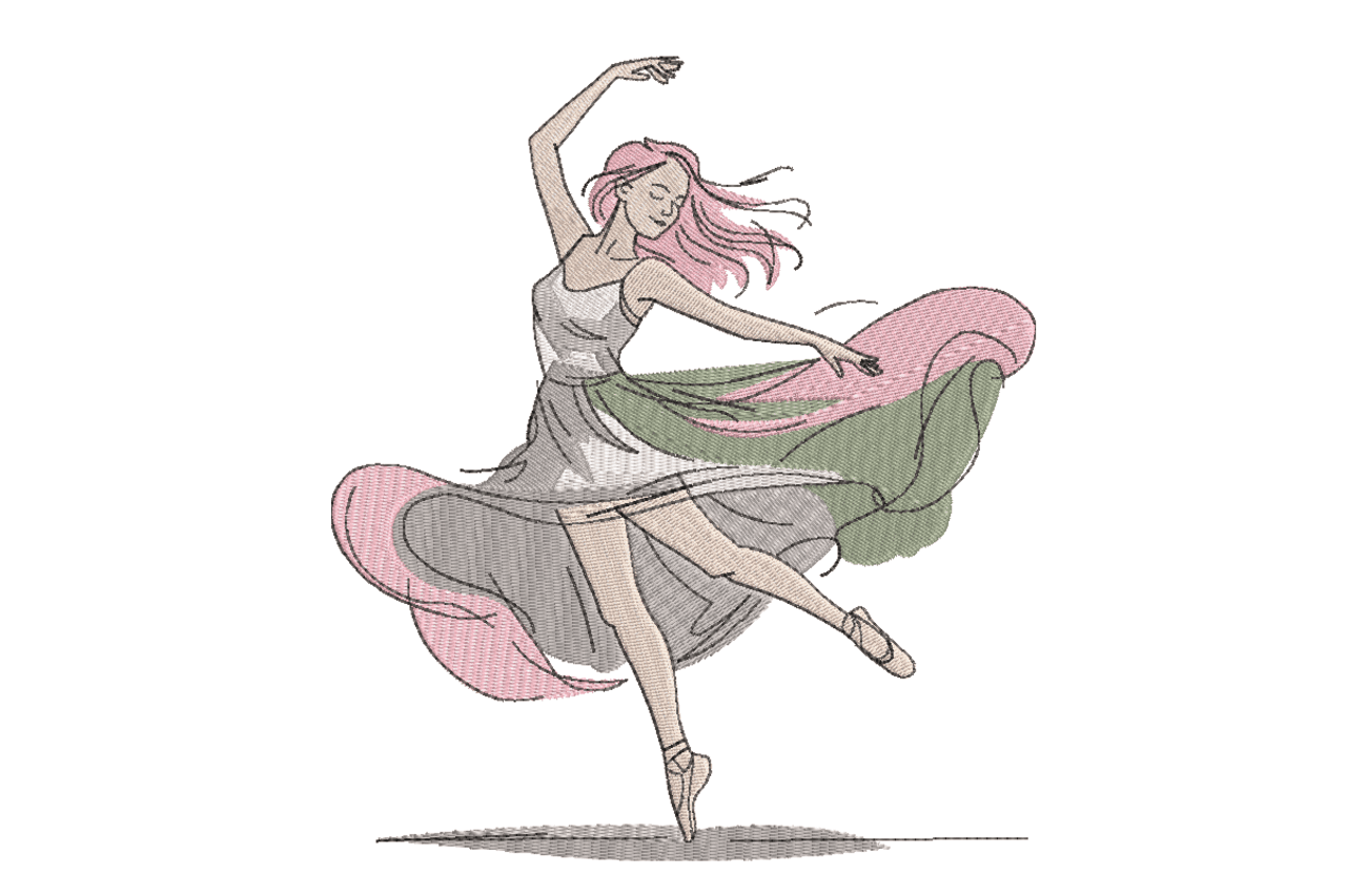 Elegant Ballet Dancer Machine Embroidery Design