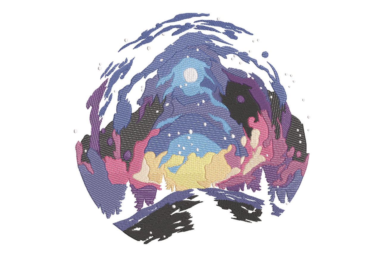 Mystic Aurora Forest Machine Embroidery Design