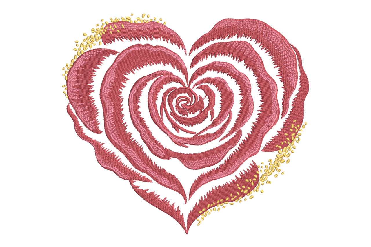 Rose Heart Floral Valentine Machine Embroidery Design