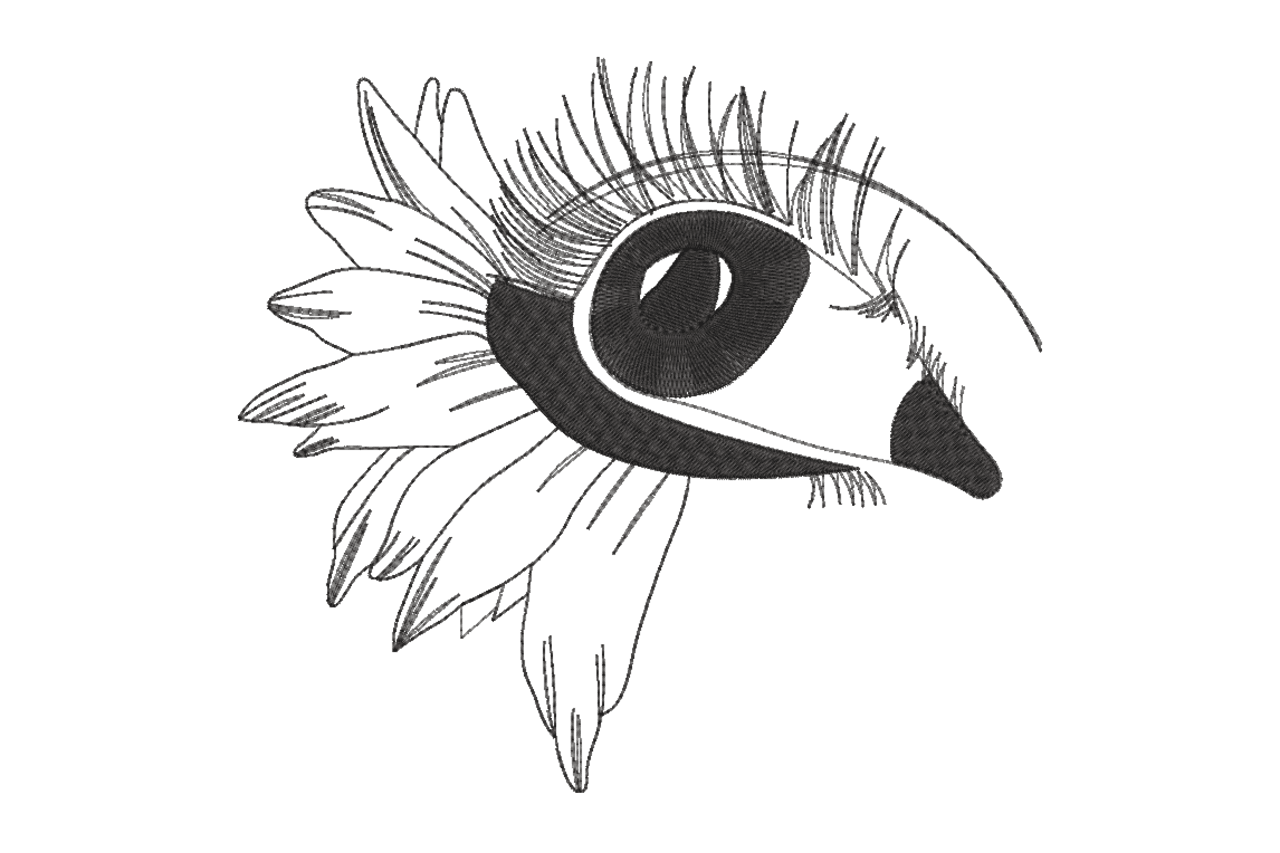 Boho Floral Eye Line Art Machine Embroidery Design