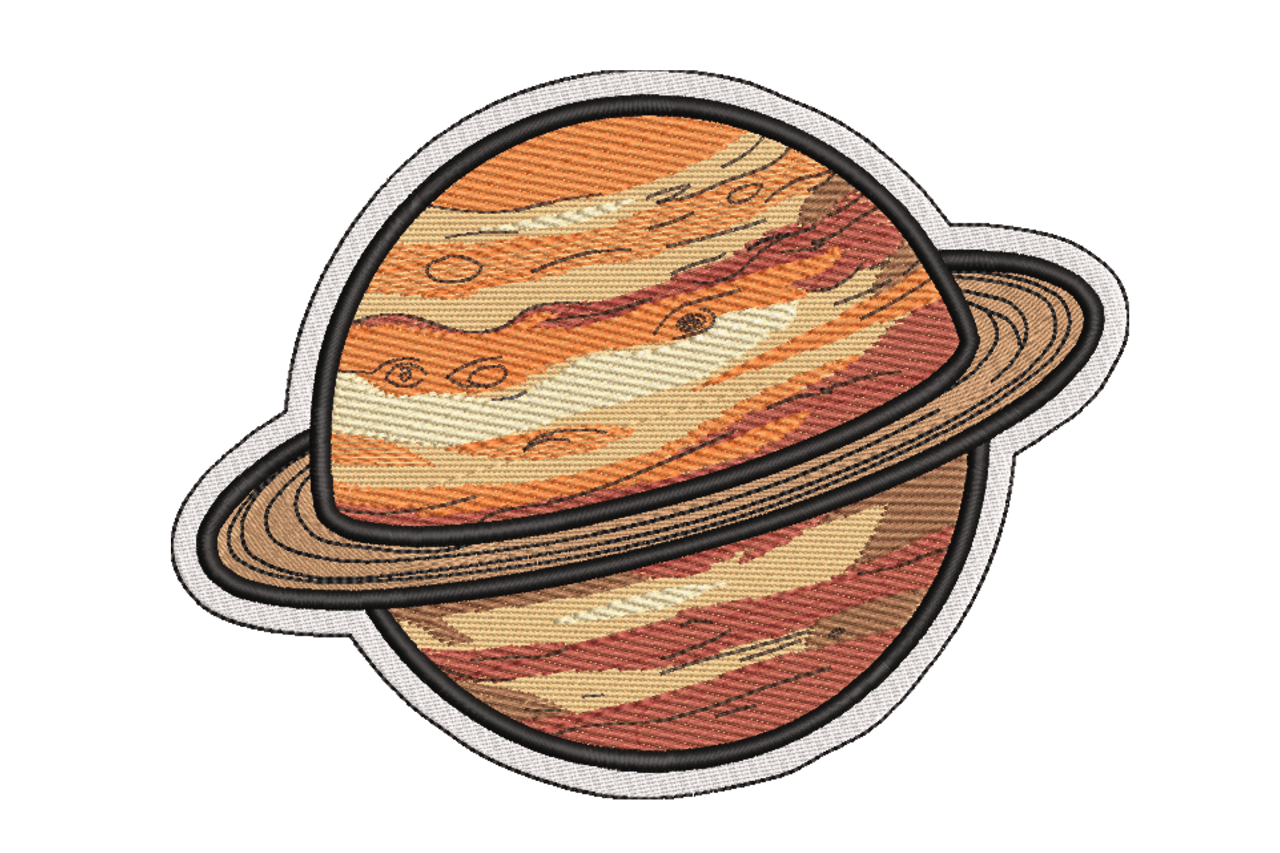 Planet with Rings Space Machine Embroidery Design